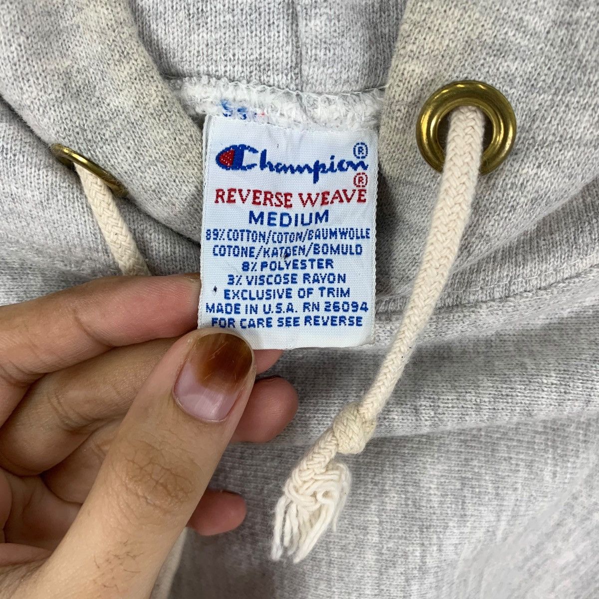 Champion Vintage 90’ CHAMPION REVERSE WEAVE Gray Pullover Hoodie Size M / US 6-8 / IT 42-44 - 10 Thumbnail
