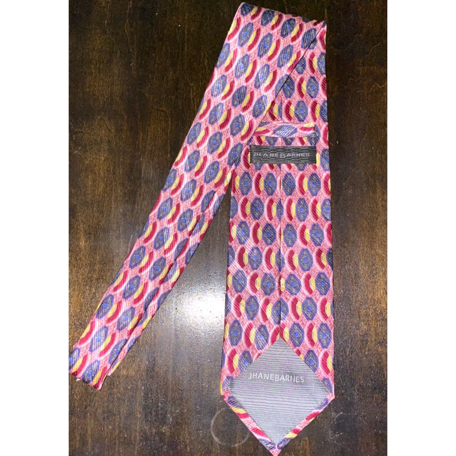 Pinko Jhane Barnes Mens Pink Silk Geometric Tie 58 In Classic Tie 57 in.-60 in. Pink Geometric Silk Tie Mens Jhane Barnes Size ONE SIZE - 3 Thumbnail