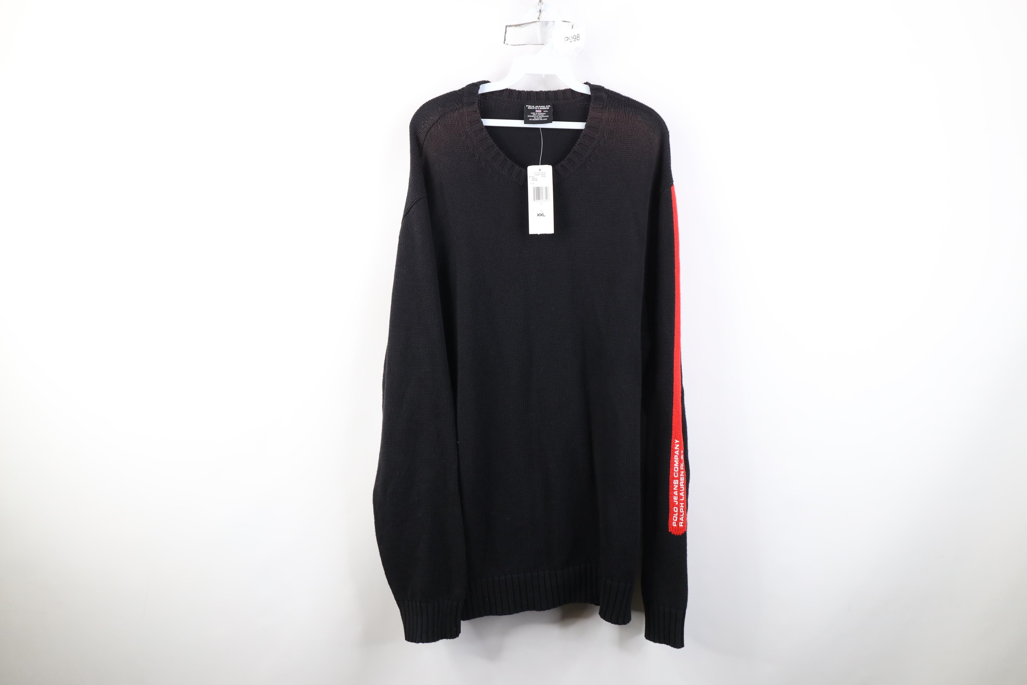 Polo Ralph Lauren Deadstock Vintage 90s Ralph Lauren Cotton Knit Sweater Black Size US XXL / EU 58 / 5 - 1 Thumbnail