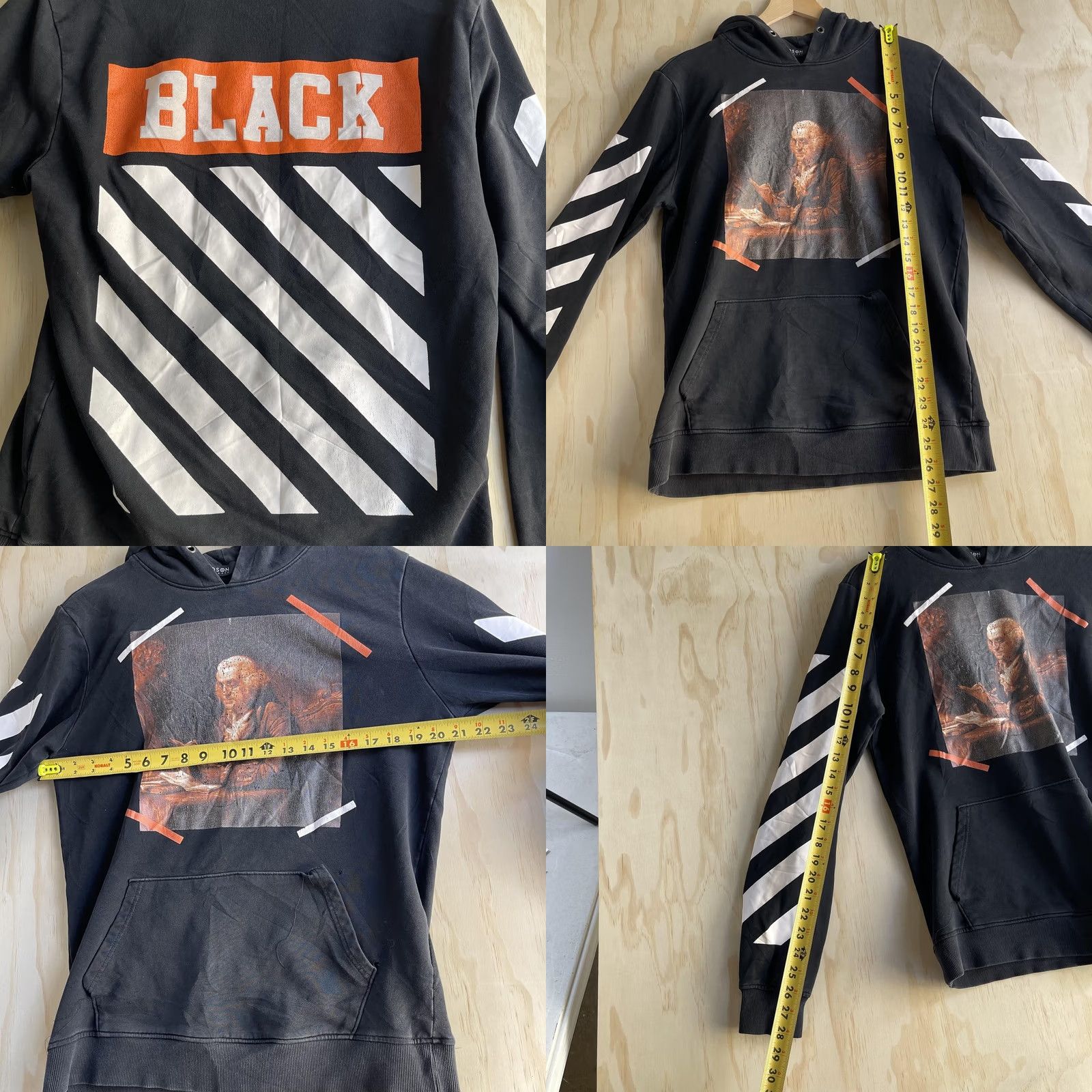 Hudson HUDSON Outerwear Hoodie Mens M Black Fleece Pullover Art Graphic Sweatshirt Size US M / EU 48-50 / 2 - 8 Thumbnail
