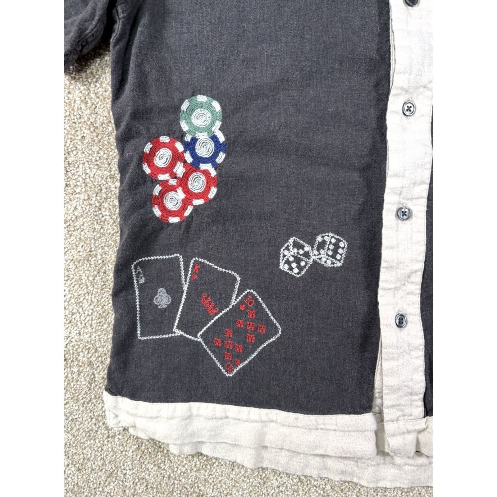 Abercrombie & Fitch Abercrombie & Fitch Shirt Black Linen Blend Poker Chips Dice Casino Embroidery Men’s S Size US S / EU 44-46 / 1 - 3 Thumbnail