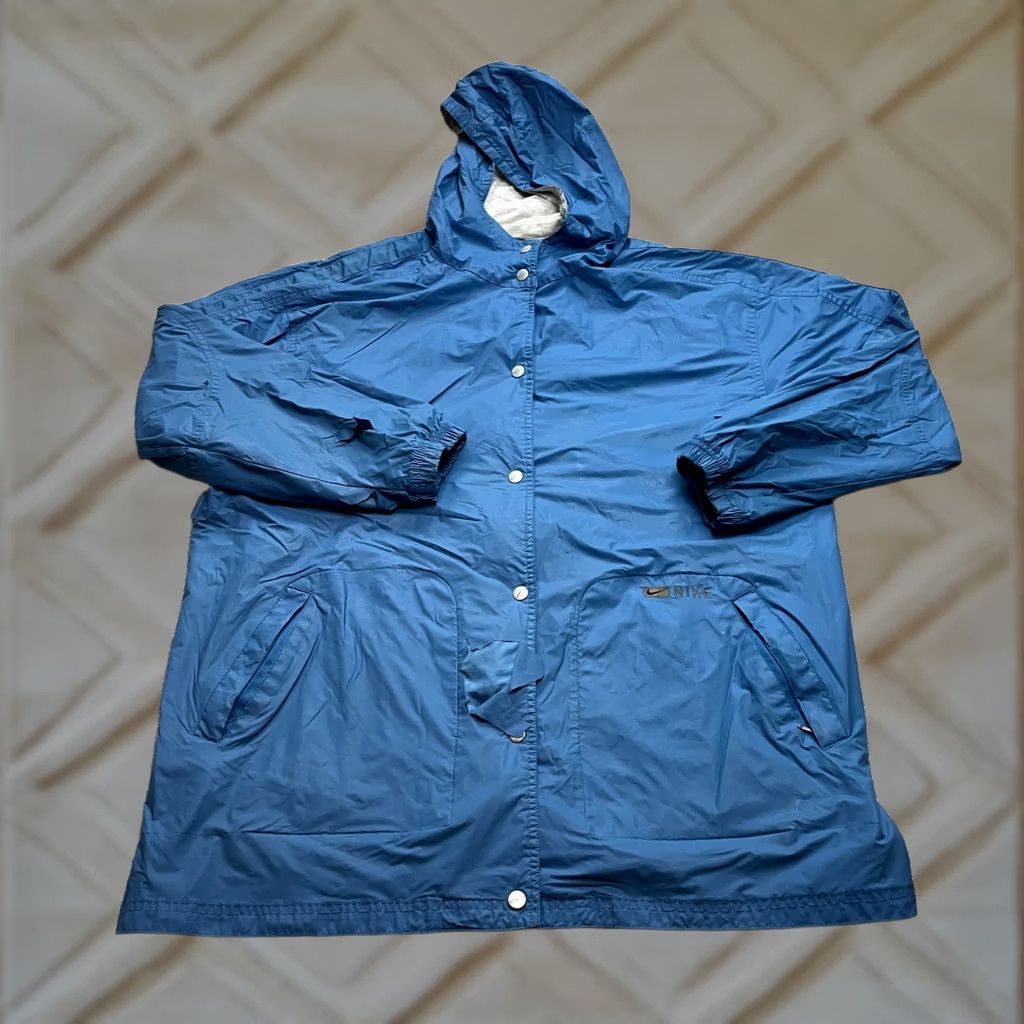 Nike Nike Rain Coat Jacket Womens XL Blue Hooded Snap Button Windbreaker Pocket Size XL / US 12-14 / IT 48-50 - 1 Thumbnail