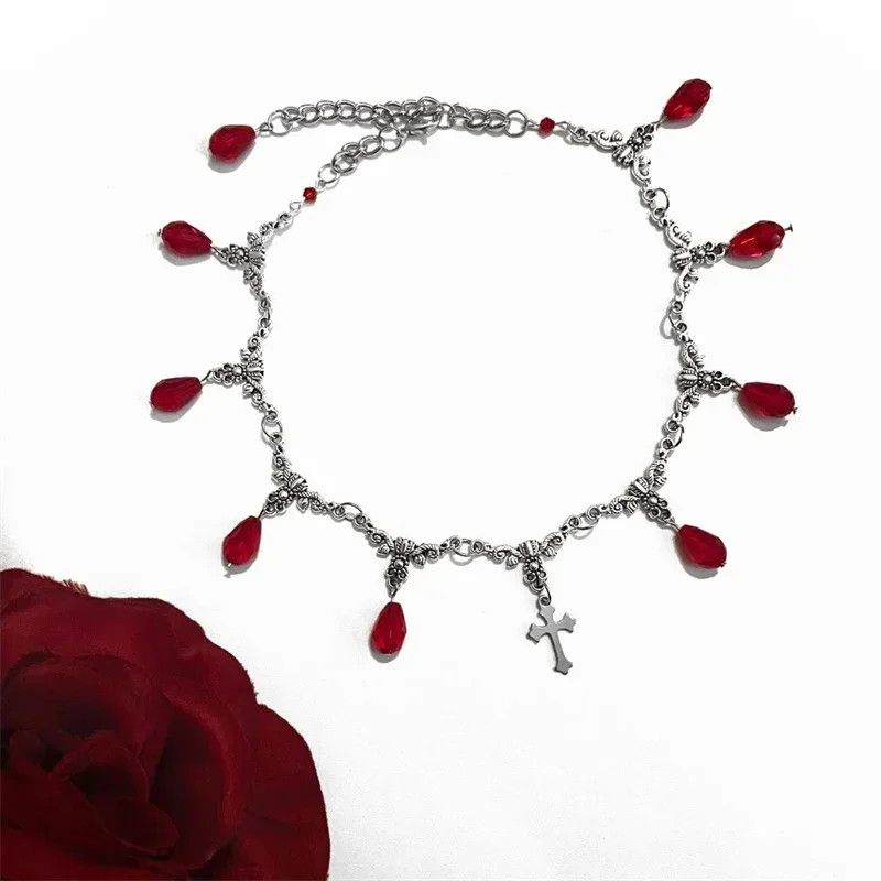 Other Vampire Bite Chokers Blood Drips Cross Necklace Size ONE SIZE - 4 Thumbnail