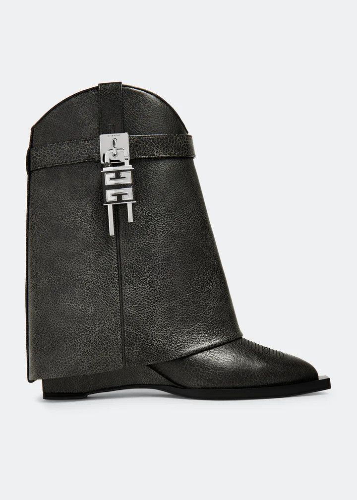 Givenchy o1n1vont0326 Shark Lock Cowboy Boots in Black Size US 5 / IT 35 - 1 Thumbnail