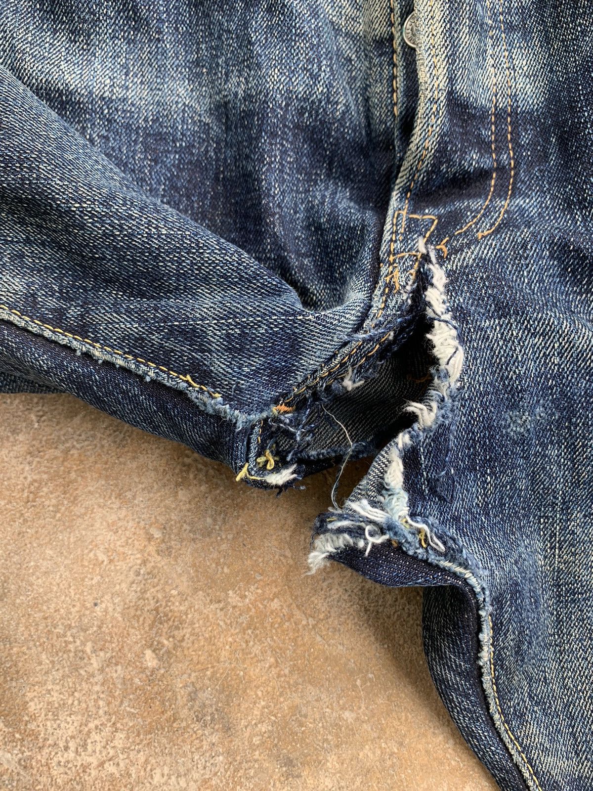 Vintage Eternal Selvedge Button Fly Distressed Denim
