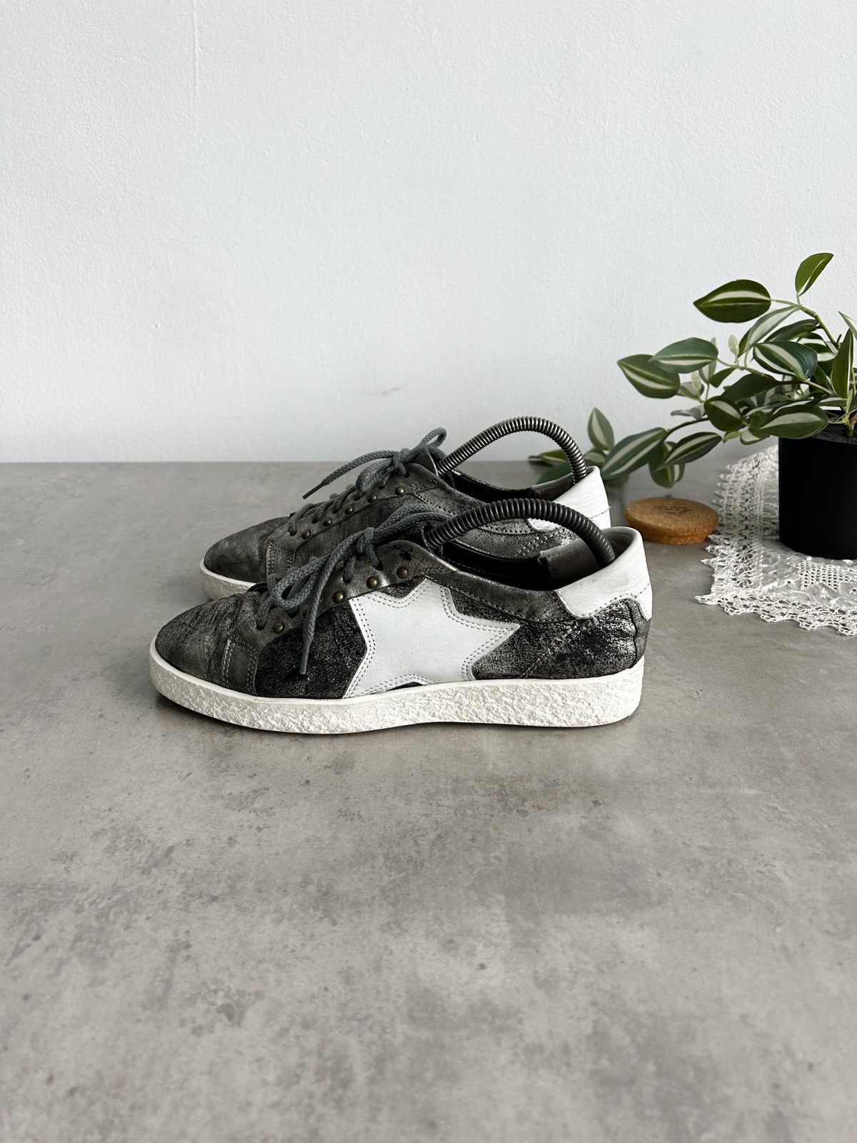 A.S.98 × Vintage A.S. 98 low top silver leather sneakers Y2K Size US 8 / IT 38 - 2 Thumbnail