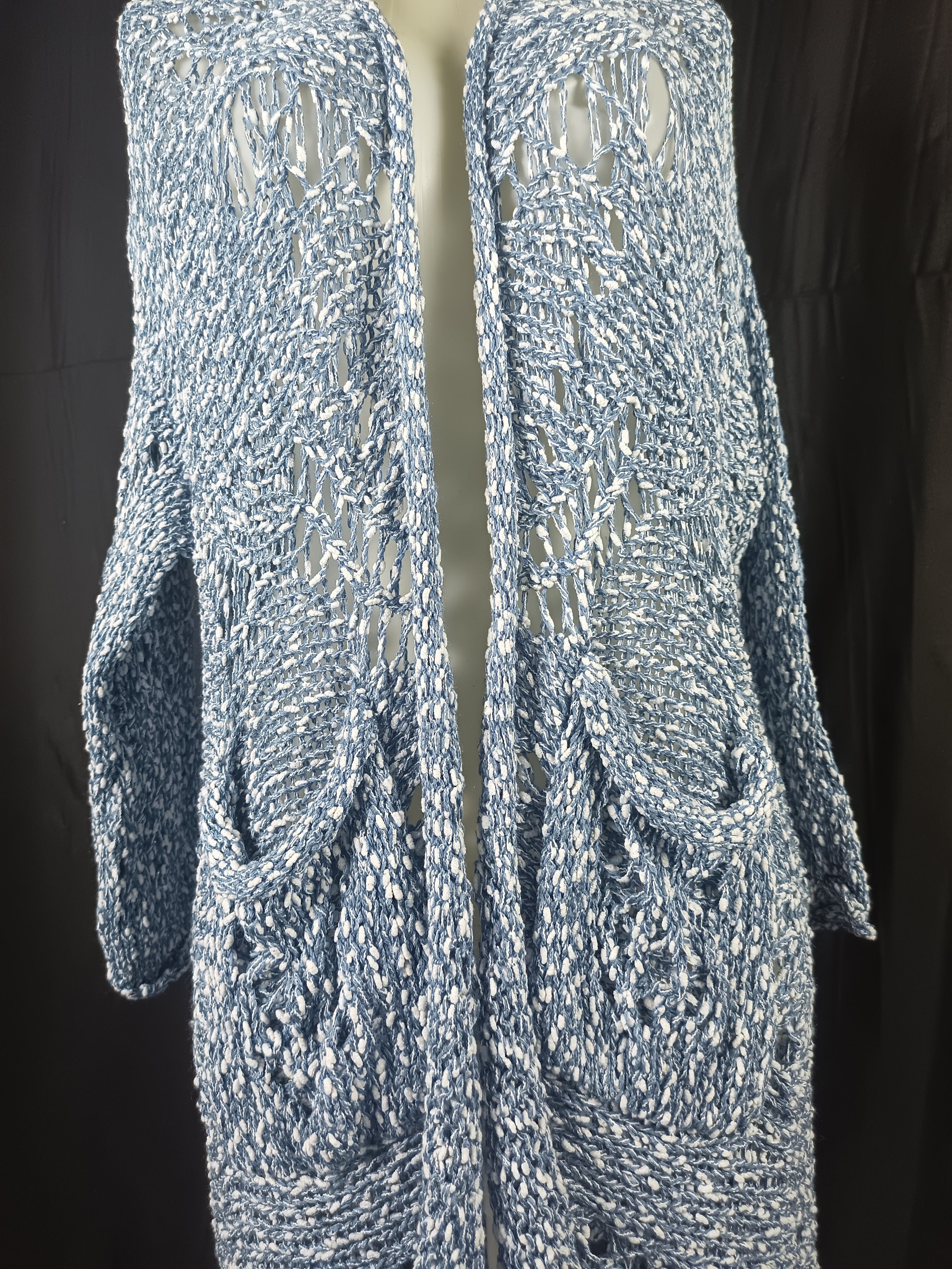 Other A.P Design Fashion Distressed Tassel Cable Knit Cardigan Size L / US 10 / IT 46 - 18 Thumbnail
