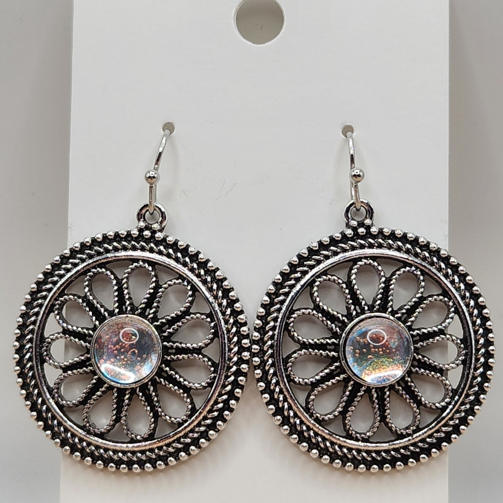 Other Boho Medallion Iridescent Glass Drop Earrings Size ONE SIZE - 1 Thumbnail