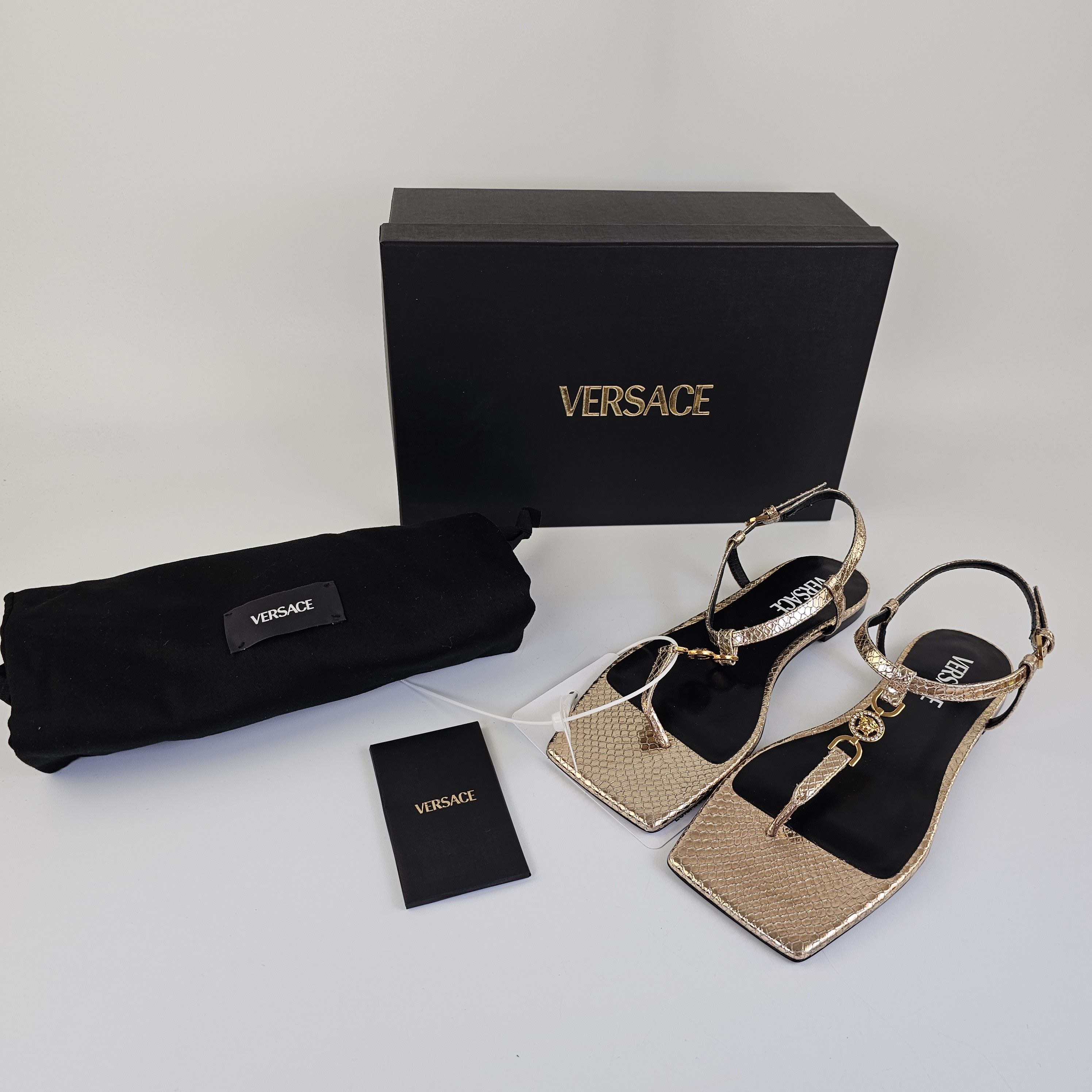 Versace Versace Medusa '95 Gold Leather Flat Sandals New Size US 7 / IT 37 - 3 Thumbnail