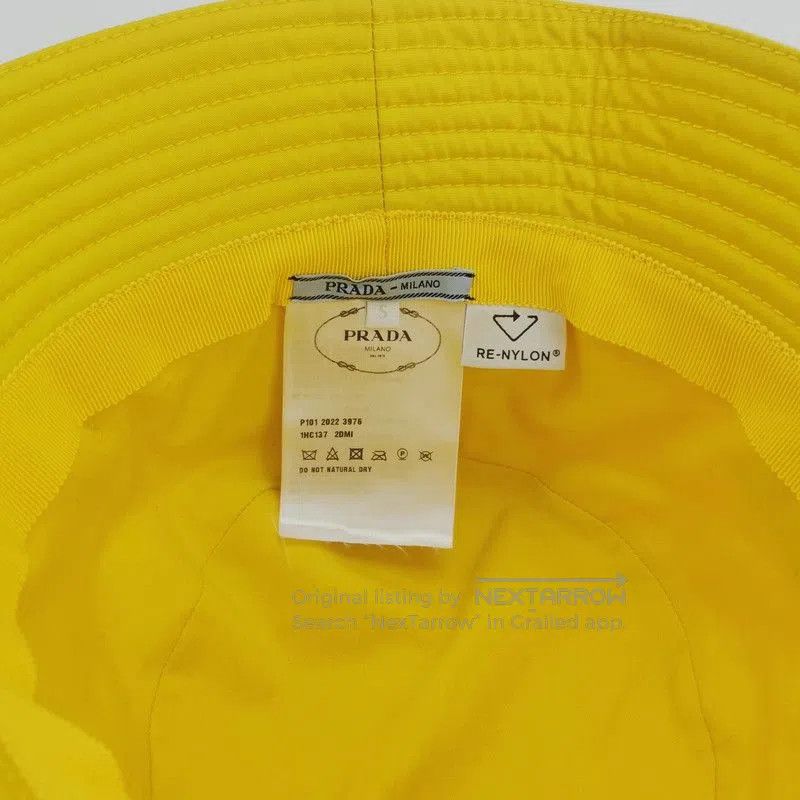 Prada Prada Yellow Triangle Logo Bucket Hat. Size ONE SIZE - 4 Thumbnail