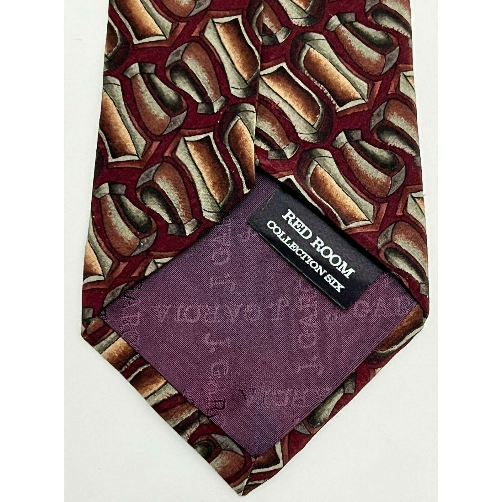 Other Jerry J Garcia Red Geometric 100% Silk Necktie Neck Tie Size ONE SIZE - 2 Thumbnail