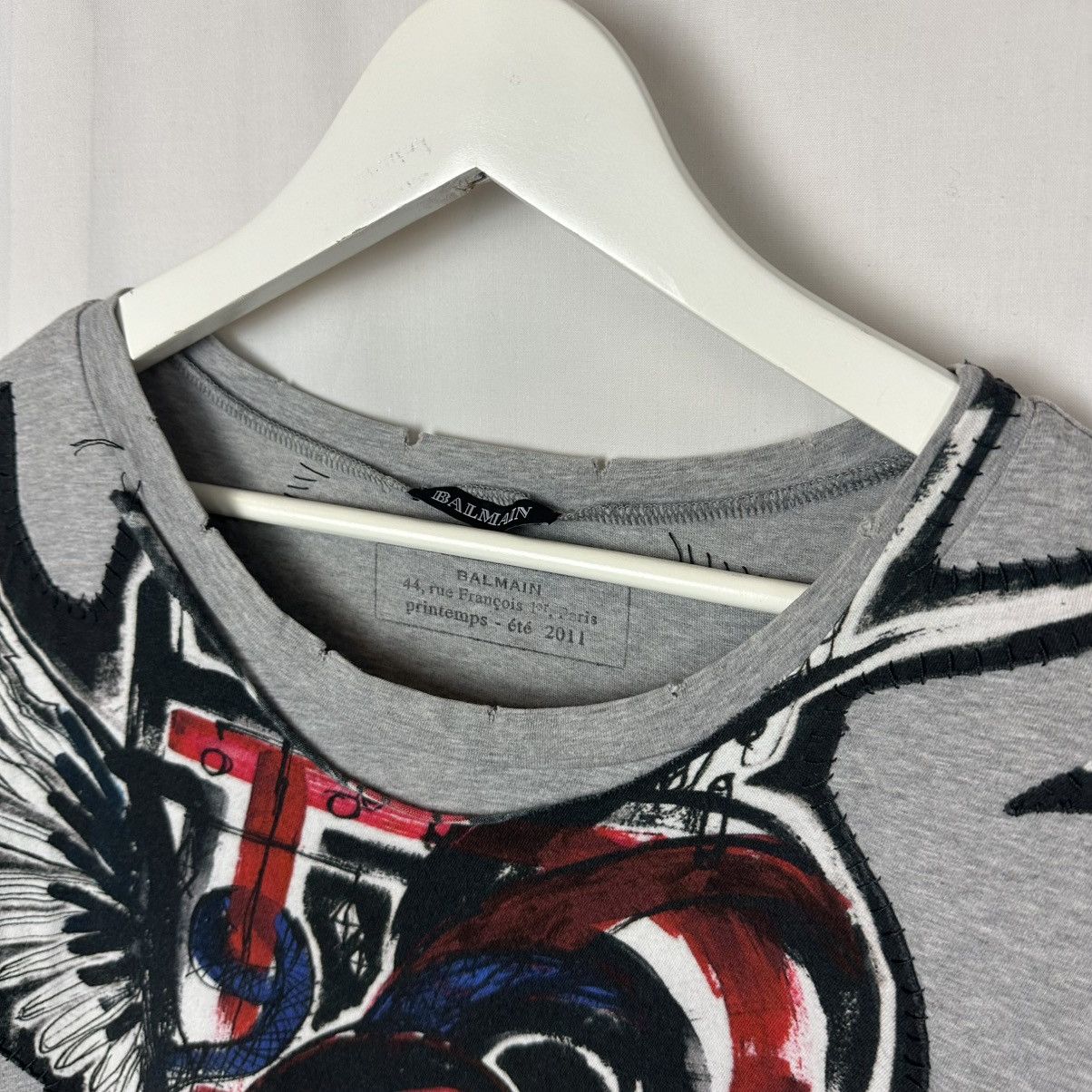 Balmain SS11 Balmain Christophe Decarnin Asymmetric Print Tee Size S / US 4 / IT 40 - 8 Thumbnail