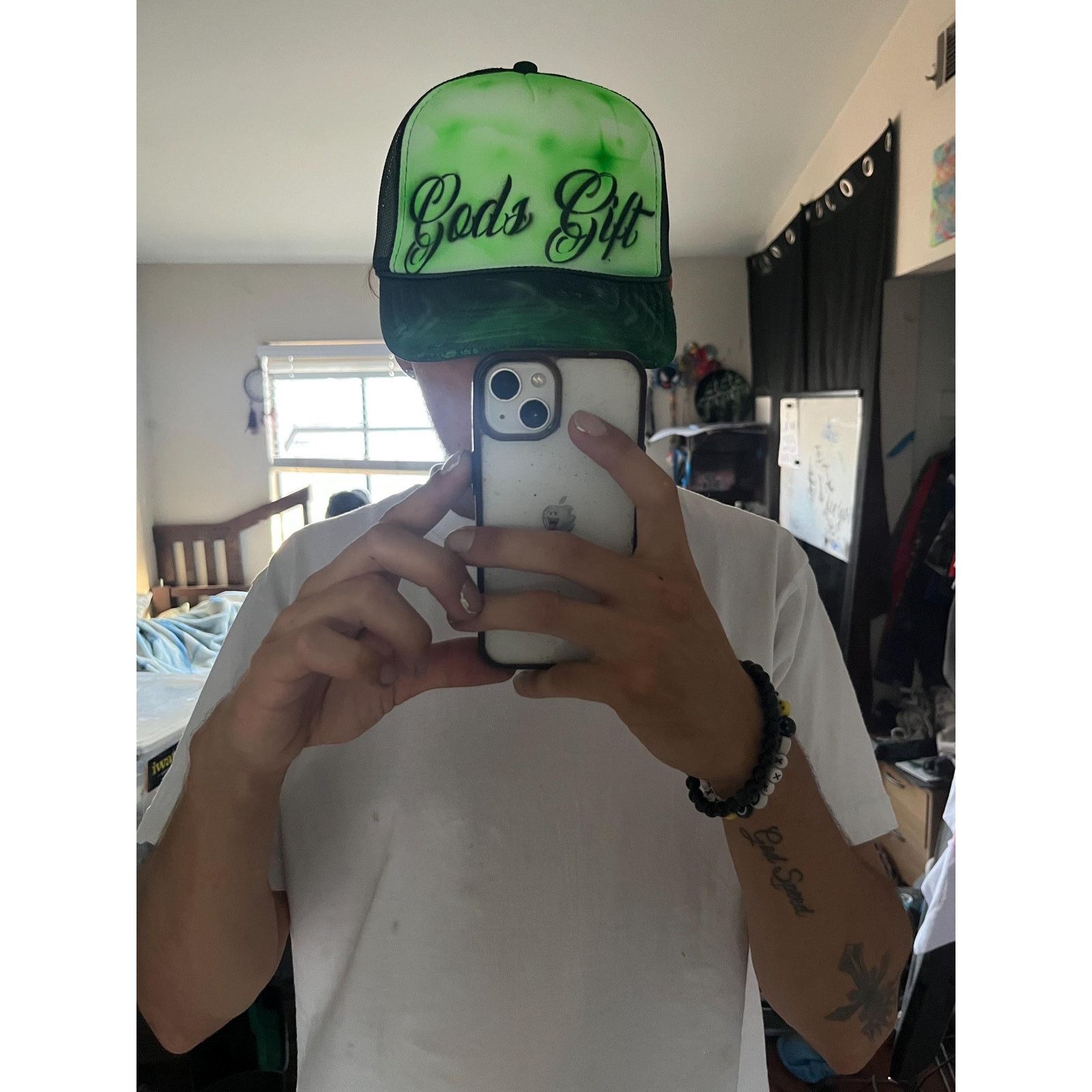 Other GODS GIFT Airbrushed 5 panel SnapBack Trucker Hat handpaintd Size ONE SIZE - 2 Thumbnail
