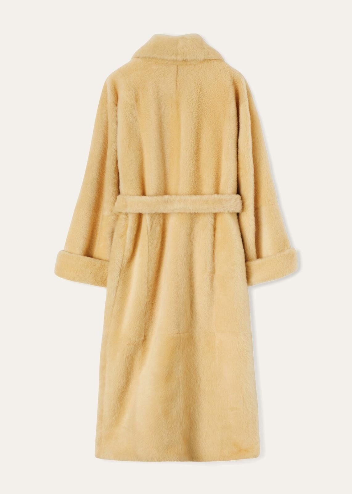 Loro Piana o1srvl11e1124 Long Shearling Thierry Coat in Yellow Size XS / US 0-2 / IT 36-38 - 2 Thumbnail