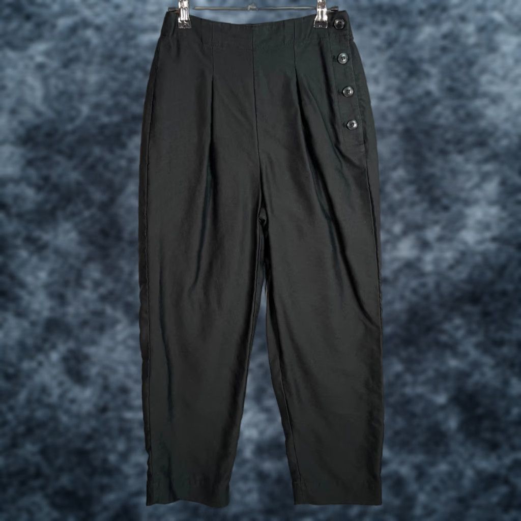 Madewell Madewell Pants Womens 00 Black High-Waisted Tapered Side Button Detail Dress Pants Size 24" / US 00 / IT 34 - 1 Thumbnail