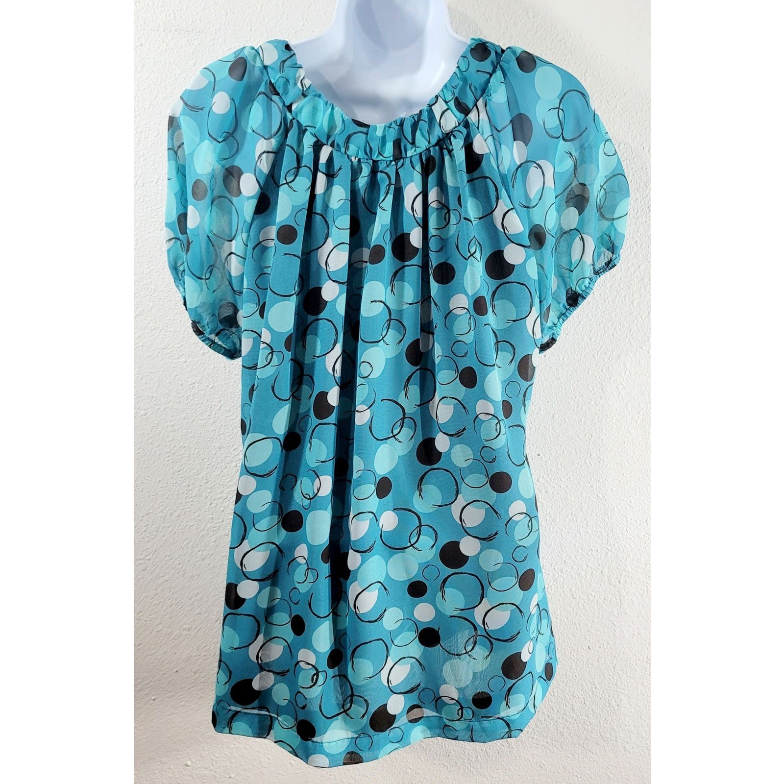 Apt. 9 Apt 9 Blue Teal Brown Geo Print Bow On Bodice Top Medium Size M / US 6-8 / IT 42-44 - 3 Thumbnail