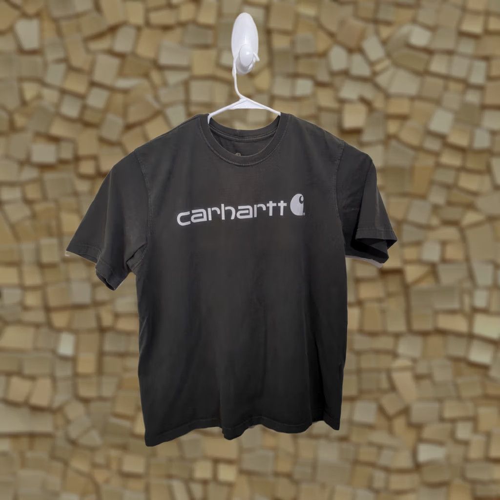 Carhartt Carhartt Mens XL Black Original Fit Short Sleeve T-Shirt Spell Out Logo Faded Size US XL / EU 56 / 4 - 1 Thumbnail