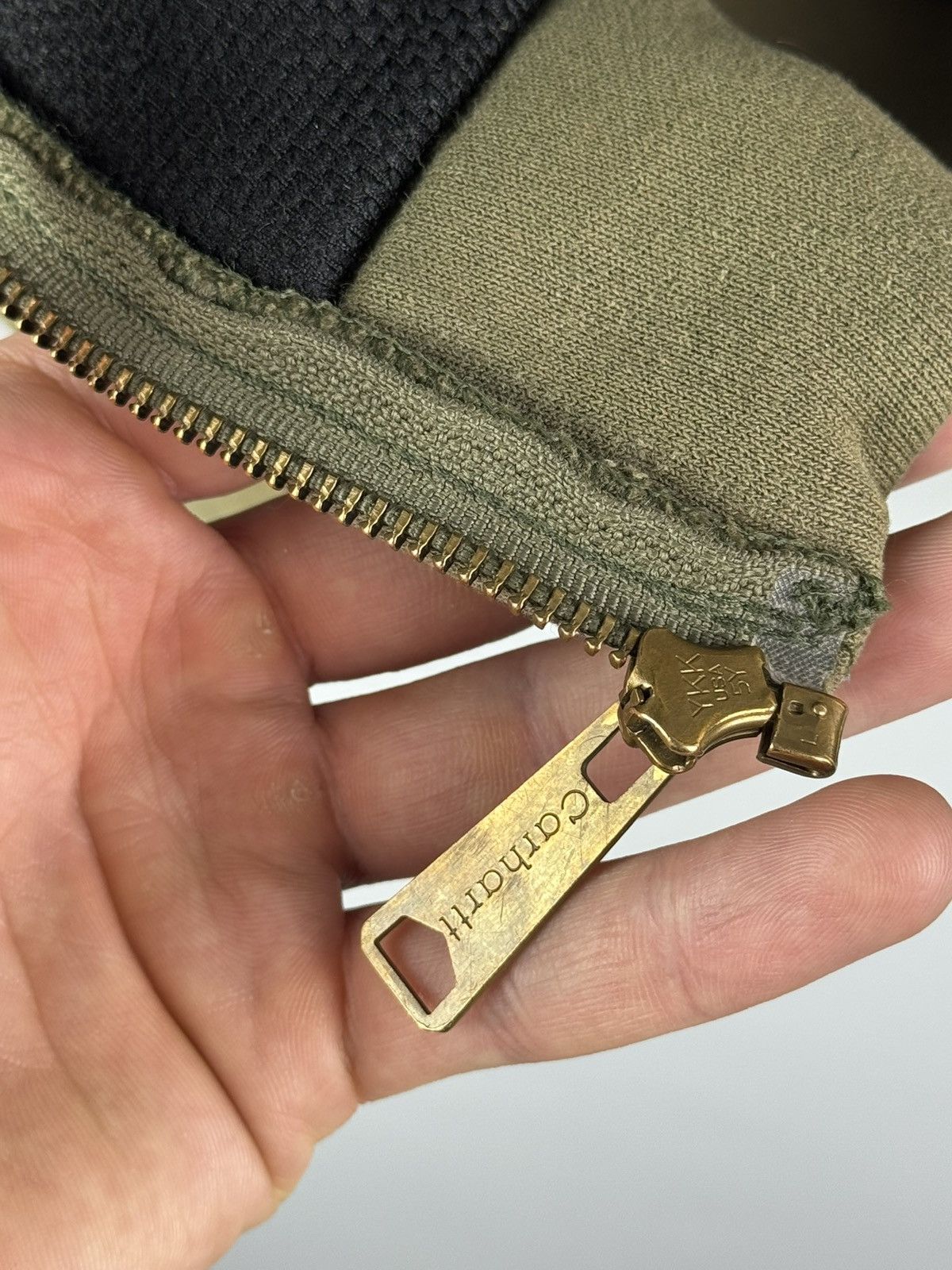 Carhartt Vintage 90s Carhartt Hoodie Thermal Zip Up Olive Green Size US L / EU 52-54 / 3 - 5 Thumbnail