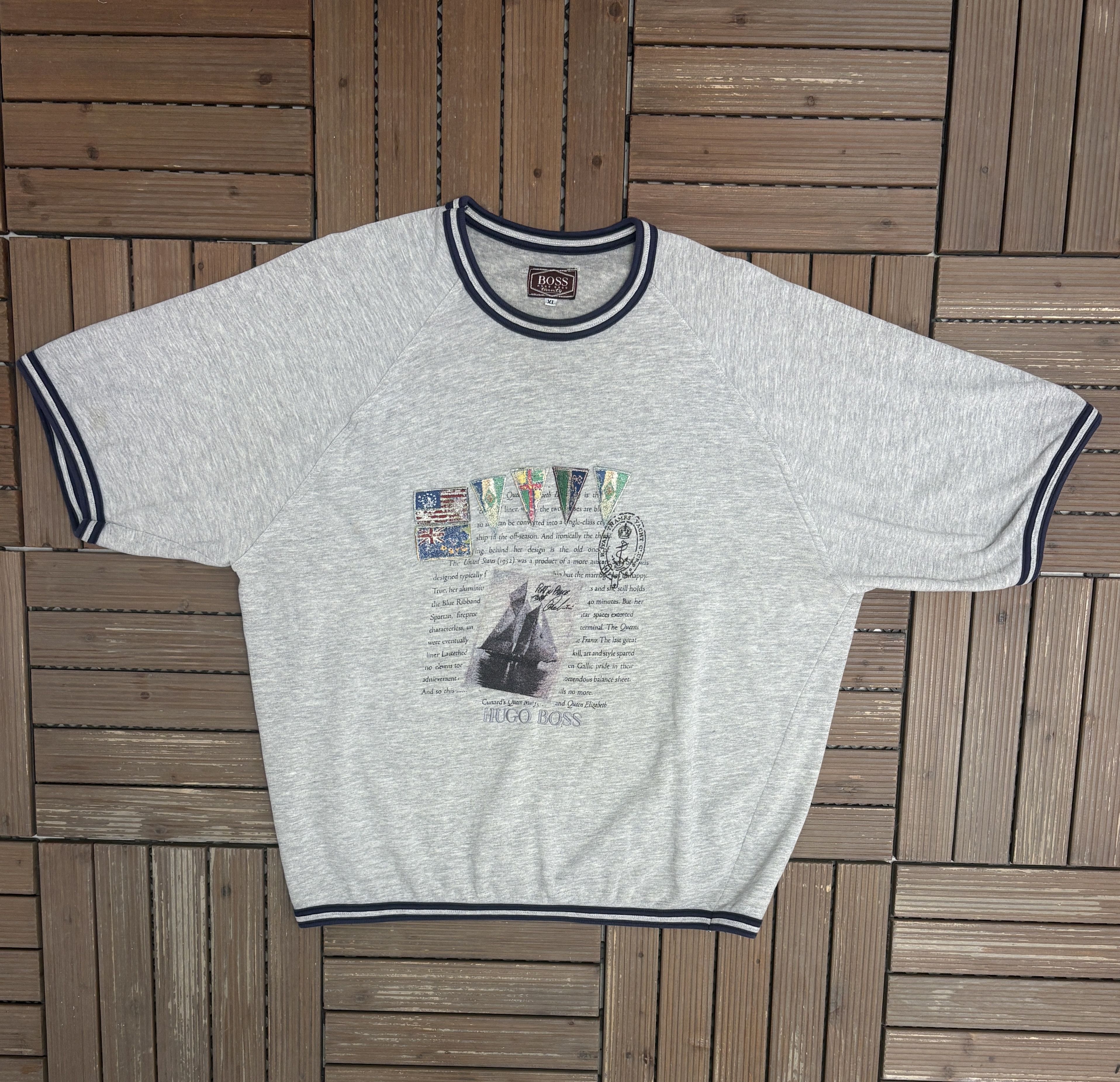 Hugo Boss Hugo Boss Twenty Vintage Grey Short Sleeve Sweater Size US XL / EU 56 / 4 - 1 Thumbnail