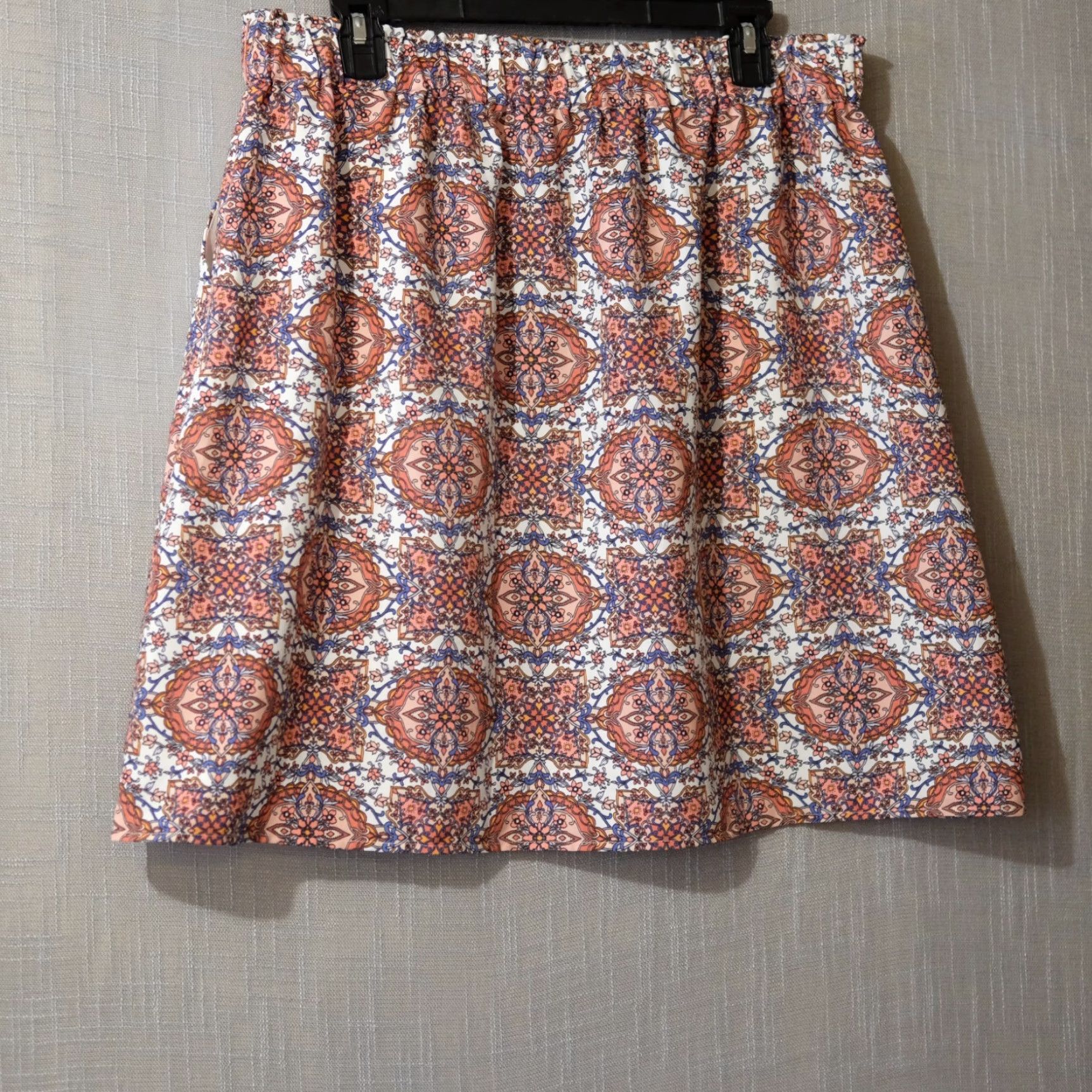 Loft LOFT Floral A-Line Skirt Lightweight 100% Polyester Women L Multicolor Pockets Elastic Waist Short Unlined 0ur Casual Travel 90s? Size 36" / US 14 / IT 50 - 5 Thumbnail