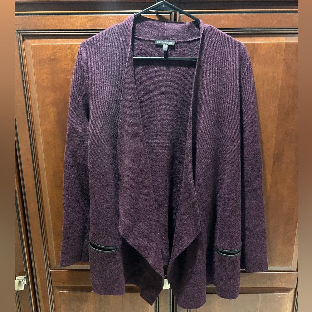 Eileen Fisher Eileen Fisher Purple Plum Open Front Cardigan - S Size S / US 4 / IT 40 - 1 Thumbnail