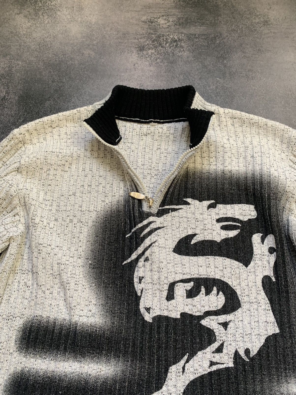 Japanese Brand × Vintage Vintage 90s Japanese Dragon Abstract Sweater Streetwear Y2K Size US L / EU 52-54 / 3 - 4 Thumbnail