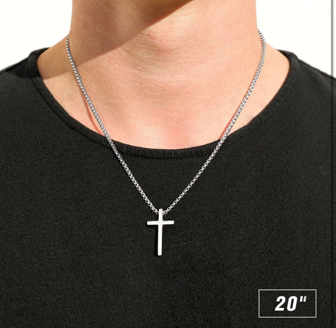 Other Sliver Steel Double Sided Cross Pendant Chain Necklace Size ONE SIZE - 2 Thumbnail