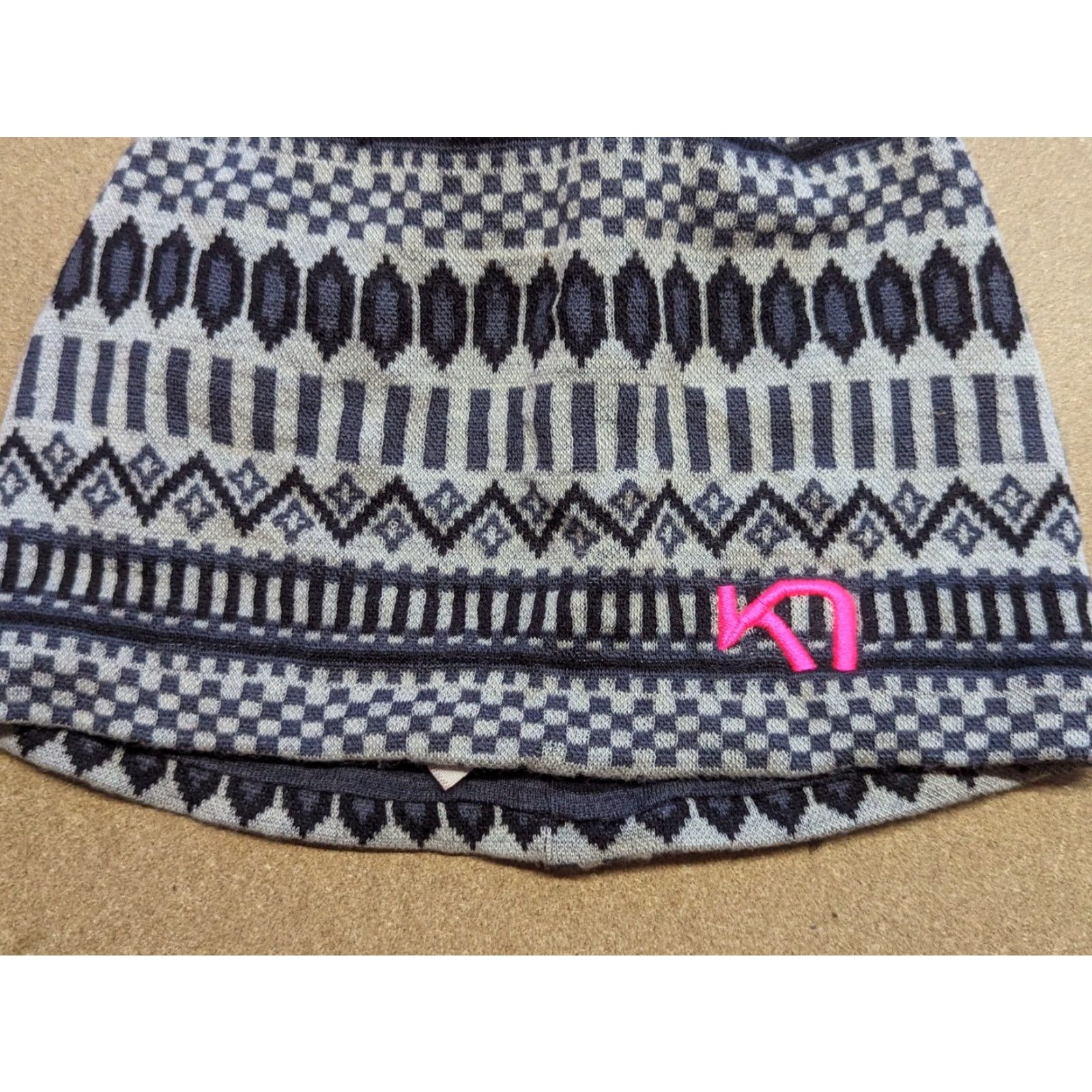 Vintage Kari Traa Womens Beanie Hat One Size Fair Isle Merino Wool Knitted Gray Size ONE SIZE - 2 Thumbnail