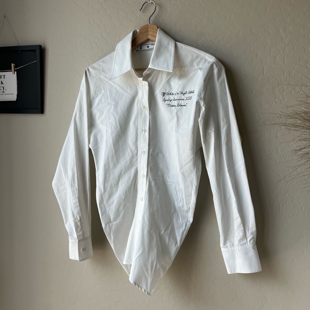 Off-White Off-White Top Embroidered Poplin Long Sleeve Draped Button U Size XS / US 0-2 / IT 36-38 - 3 Thumbnail