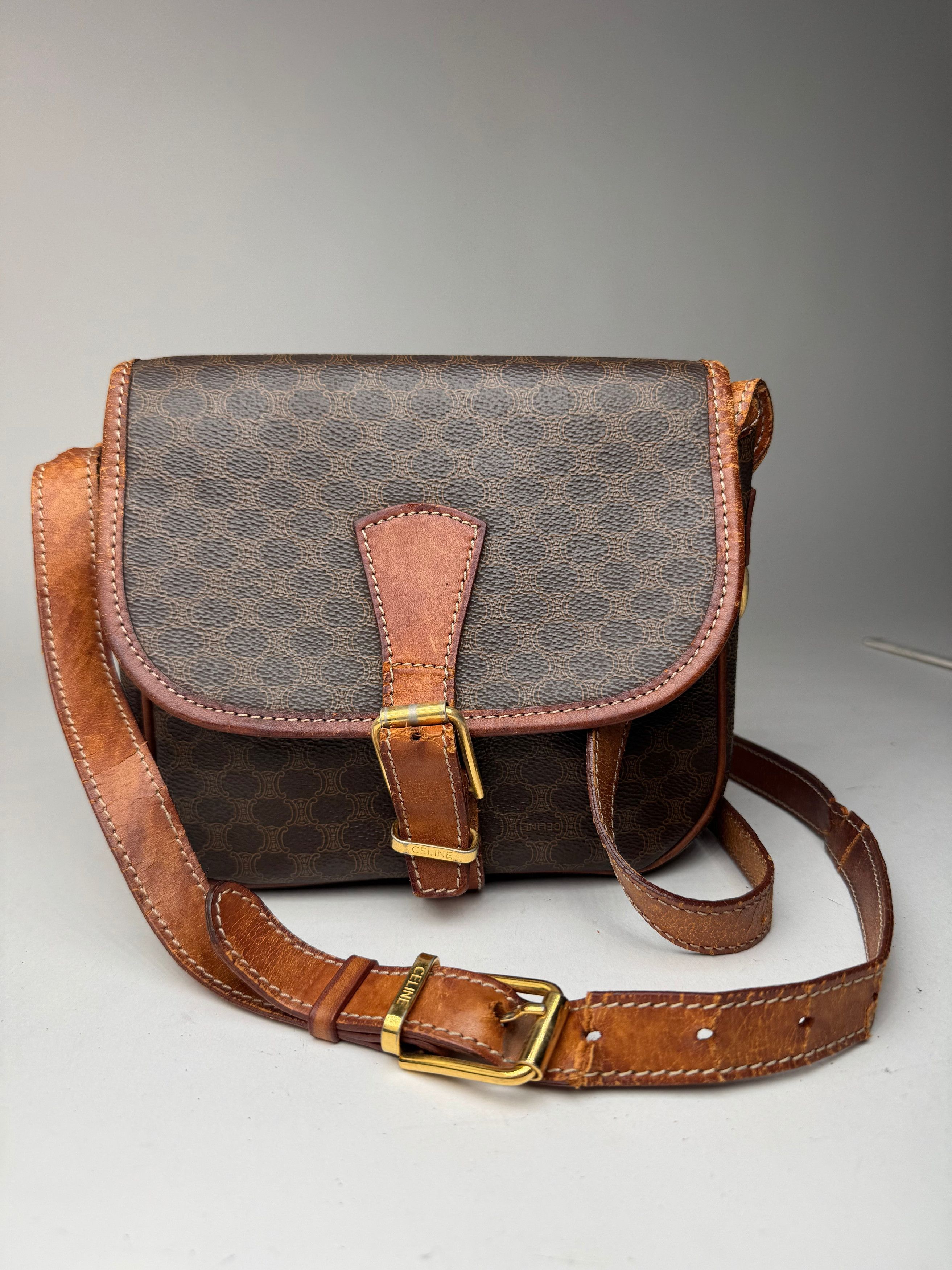 Celine Vintage Monogram Leather crossbody bag brown Size ONE SIZE - 1 Thumbnail