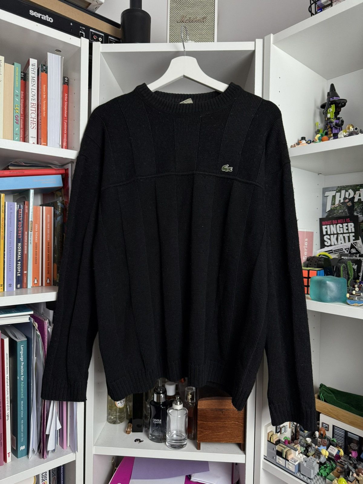 Designer × Lacoste × Vintage Vintage 90s Lacoste wool black boxy sweater XXL old money 80s Size US XXL / EU 58 / 5 - 1 Thumbnail