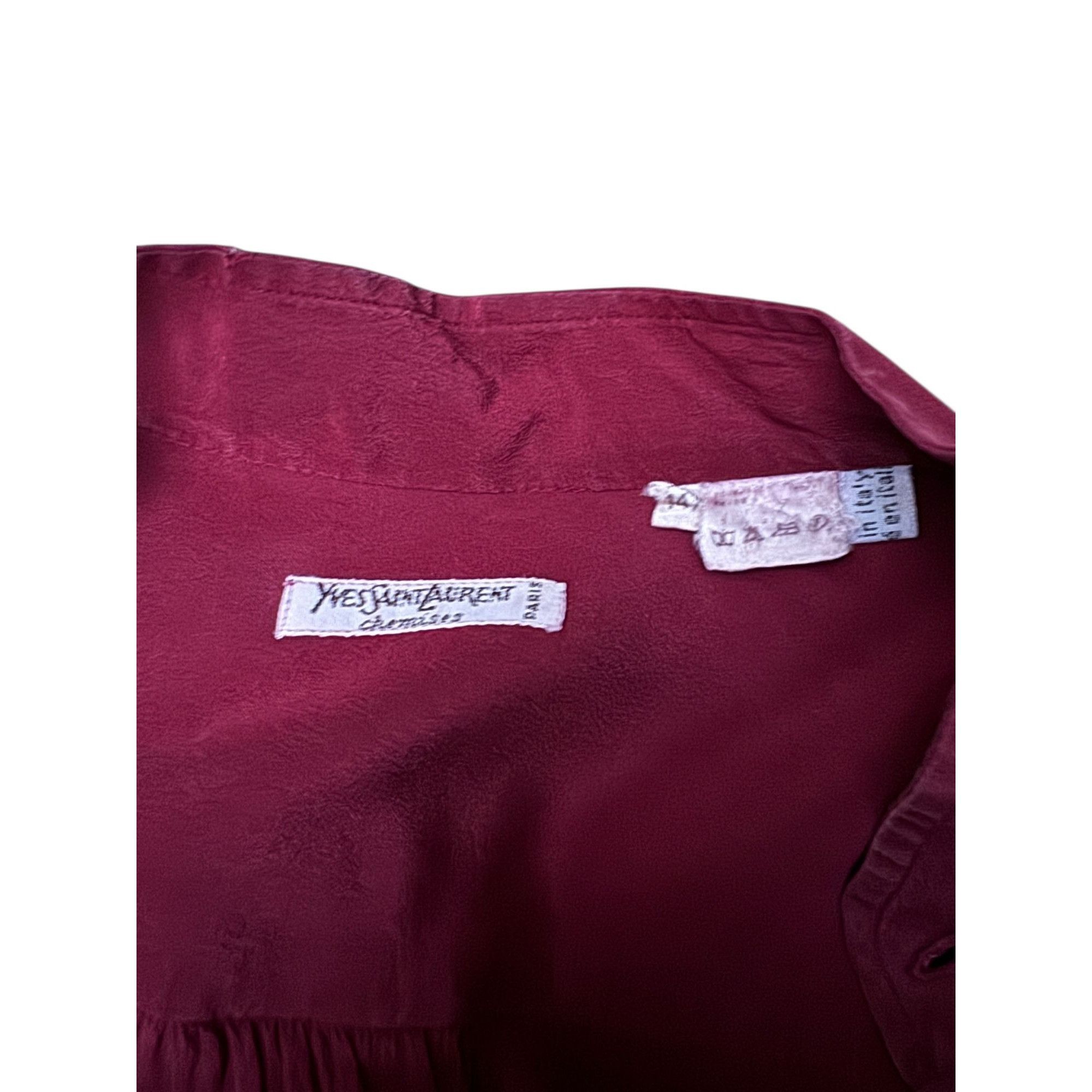 Yves Saint Laurent Vintage Burgundy Silk Shirt Size M / US 6-8 / IT 42-44 - 5 Thumbnail