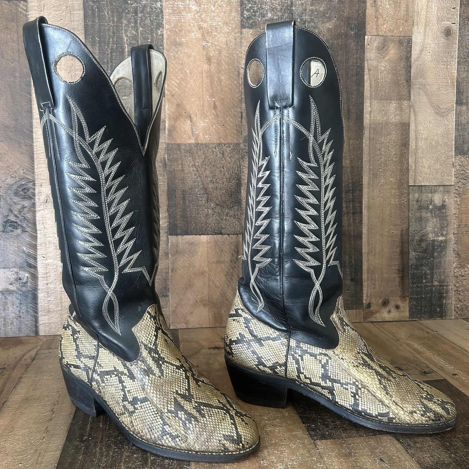 Custom Vtg Unbranded Snakeskin Cowboy Boots Mens 10 D