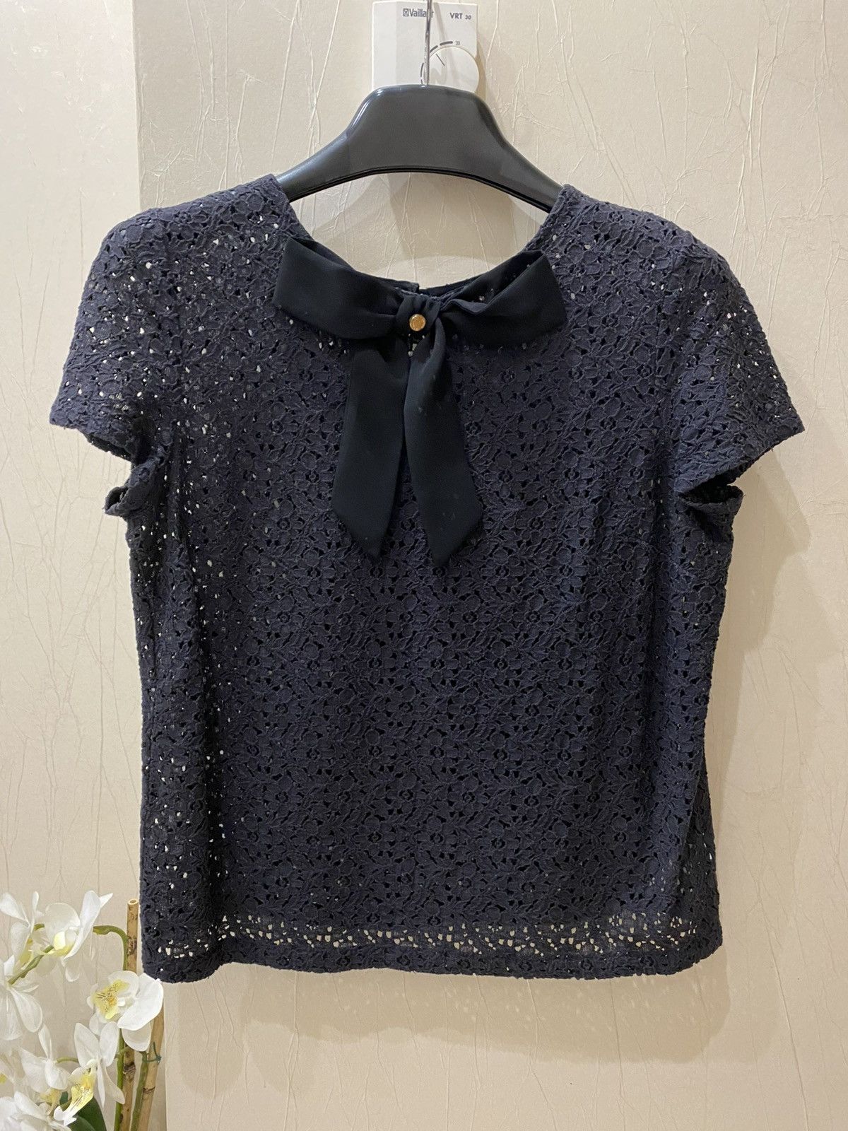 Juicy Couture Juicy Couture Navy Lace Blouse with Bow Size M / US 6-8 / IT 42-44 - 2 Thumbnail