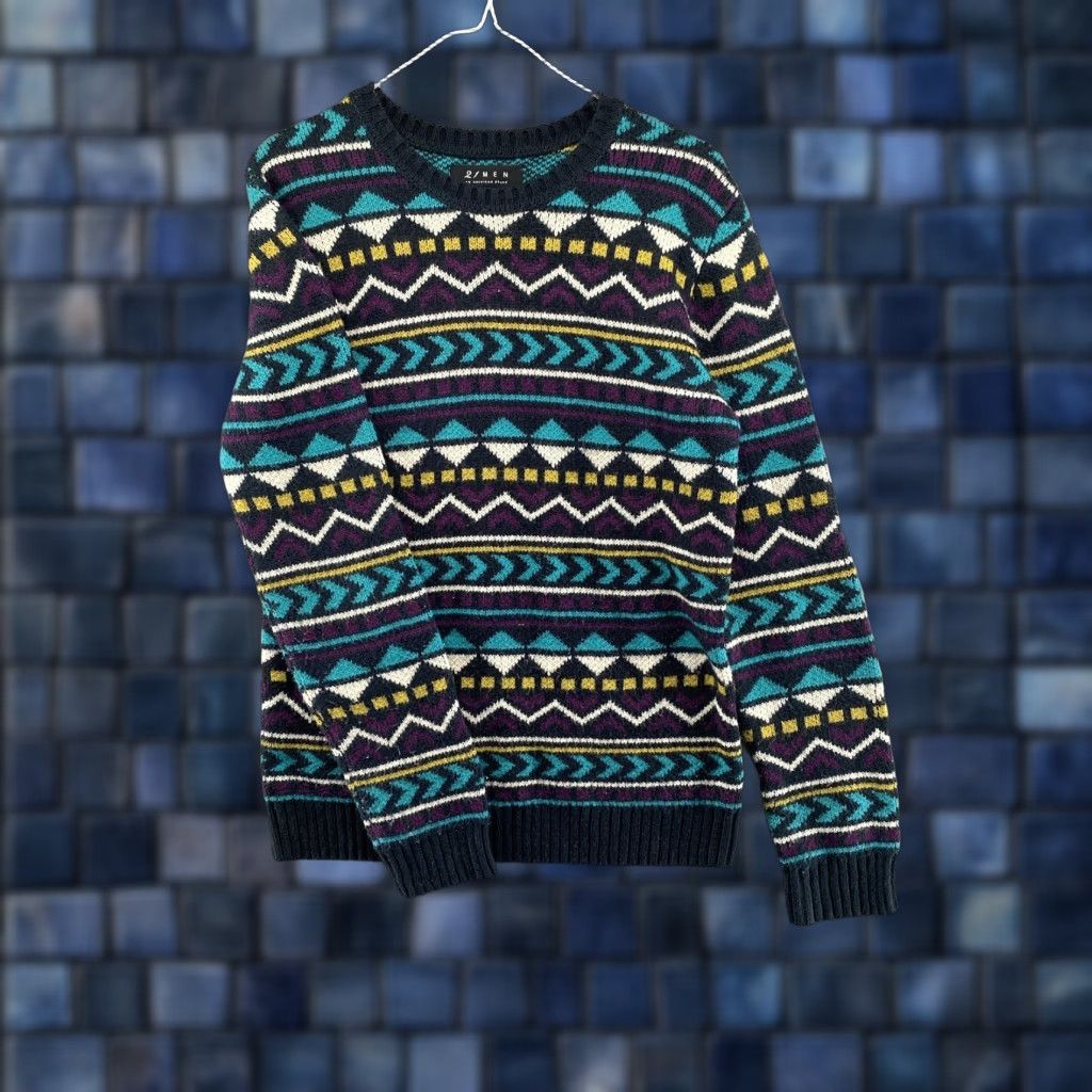 21 Men VTG 90s 21 Men Colorful Geometric Knit Pullover Sweater Mens Size S Size US S / EU 44-46 / 1 - 1 Thumbnail