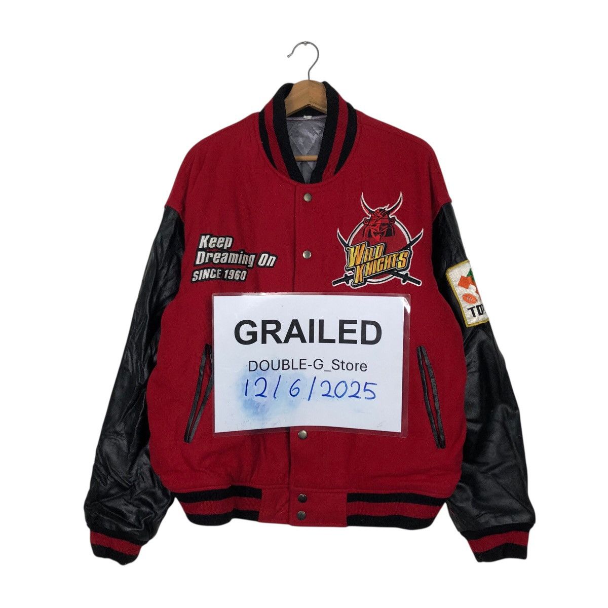 Japanese Brand 📌Vintage Varsity Leather Jacket Wild Knight Embroidery Size US L / EU 52-54 / 3 - 1 Thumbnail