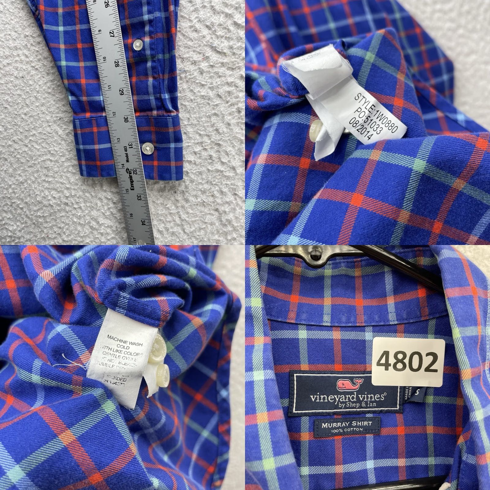Vineyard Vines Vineyard Vines Murray Shirt Mens Small S Blue Tattersal Plaid Preppy Whale Shirt Size US S / EU 44-46 / 1 - 8 Thumbnail