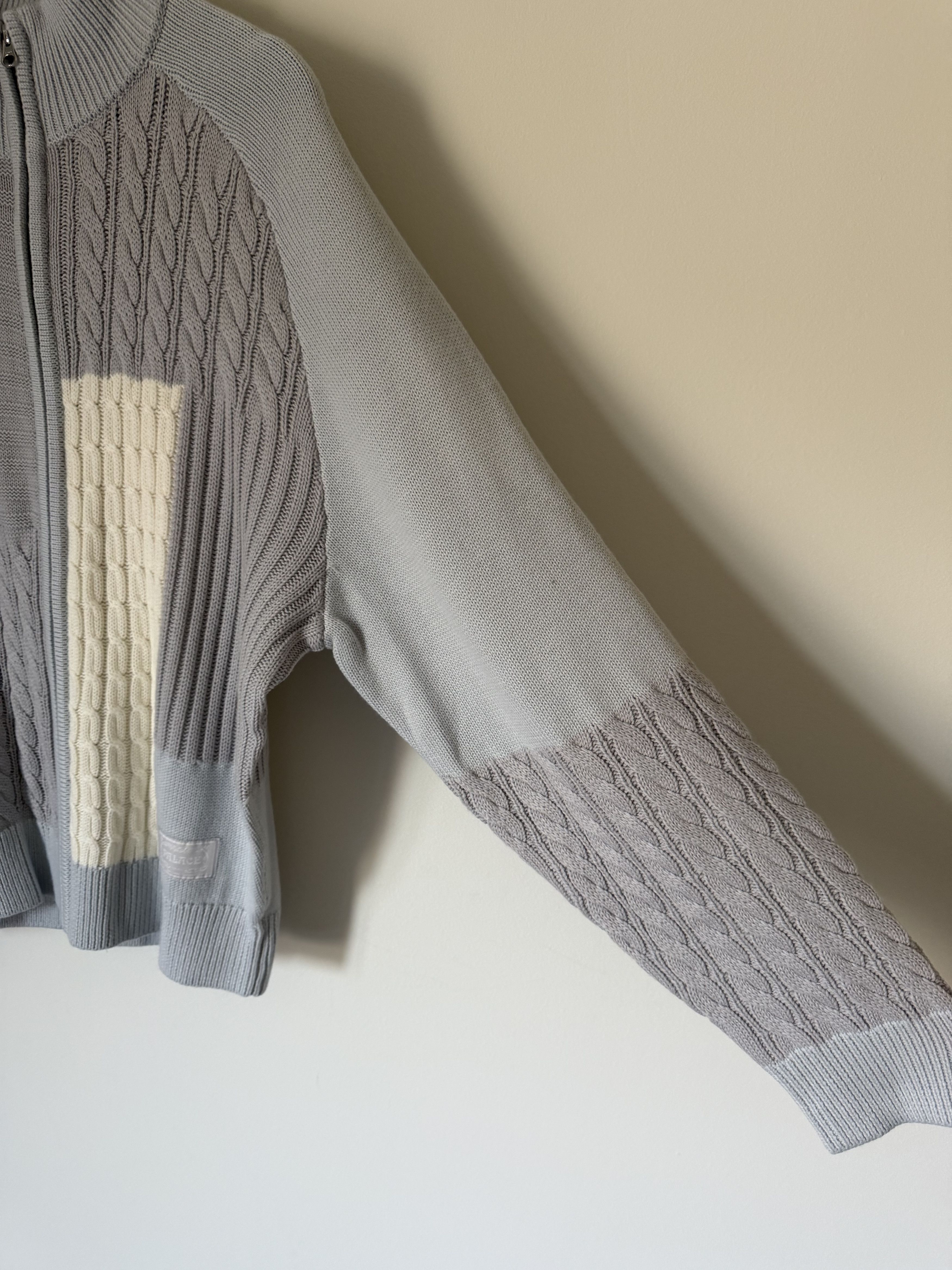 Palace Palace Patchwork Zip Knit Cardigan in White Gray Size US L / EU 52-54 / 3 - 4 Thumbnail