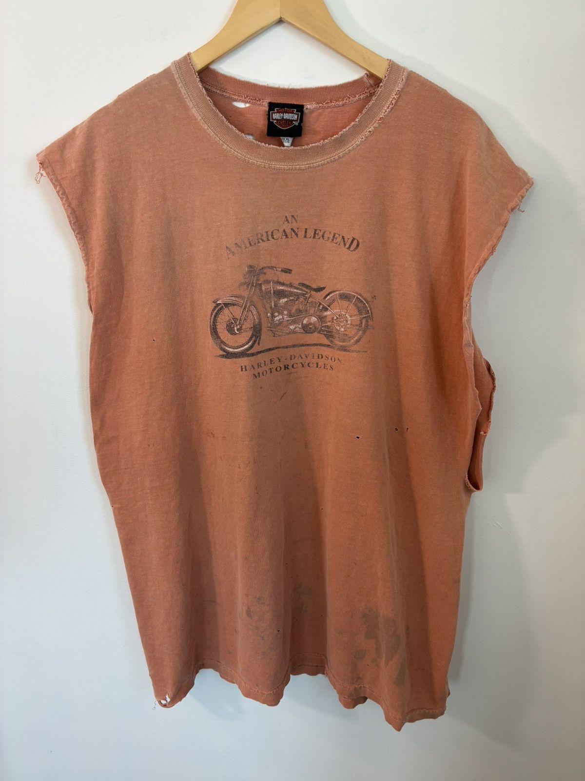 Harley Davidson Sun Faded Thrashed Orange Harley Davidson Cut Off Size US XXL / EU 58 / 5 - 2 Thumbnail