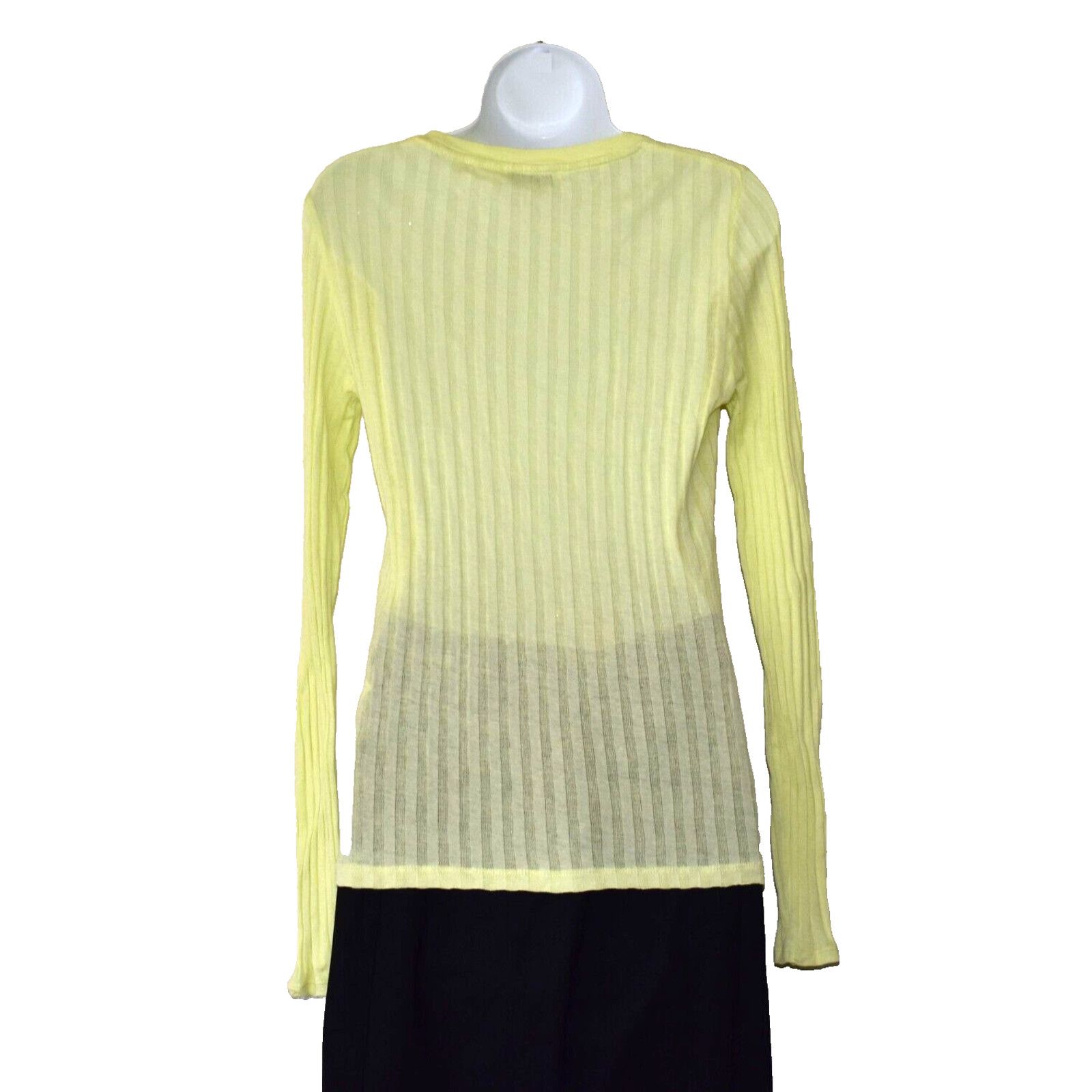 Vince VINCE Crewneck Yellow Cotton Stretch Knit Sweater Top Size L Size L / US 10 / IT 46 - 2 Thumbnail