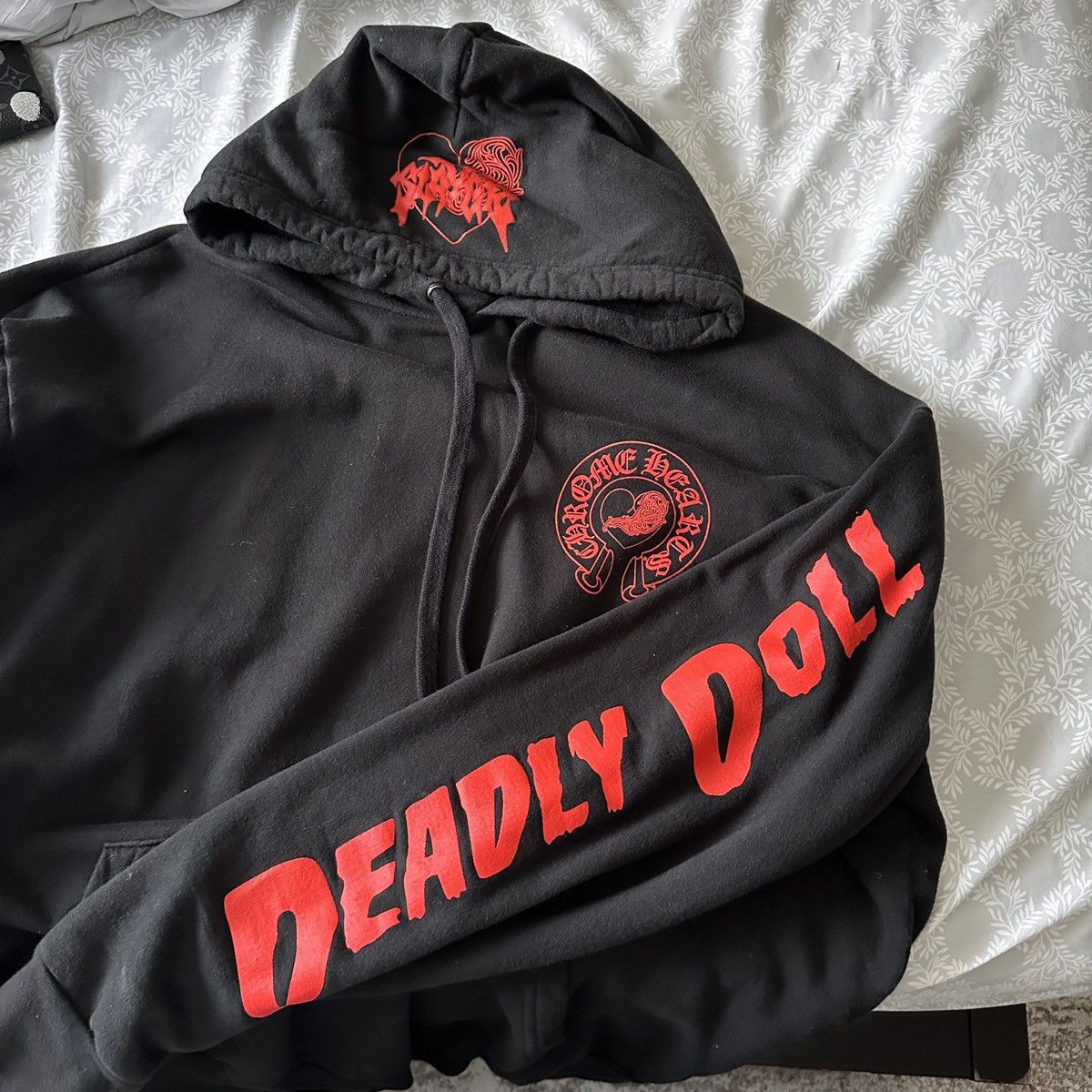 image of Chrome Hearts Deadly Doll Hoodie in Black, Men's (Size XL)