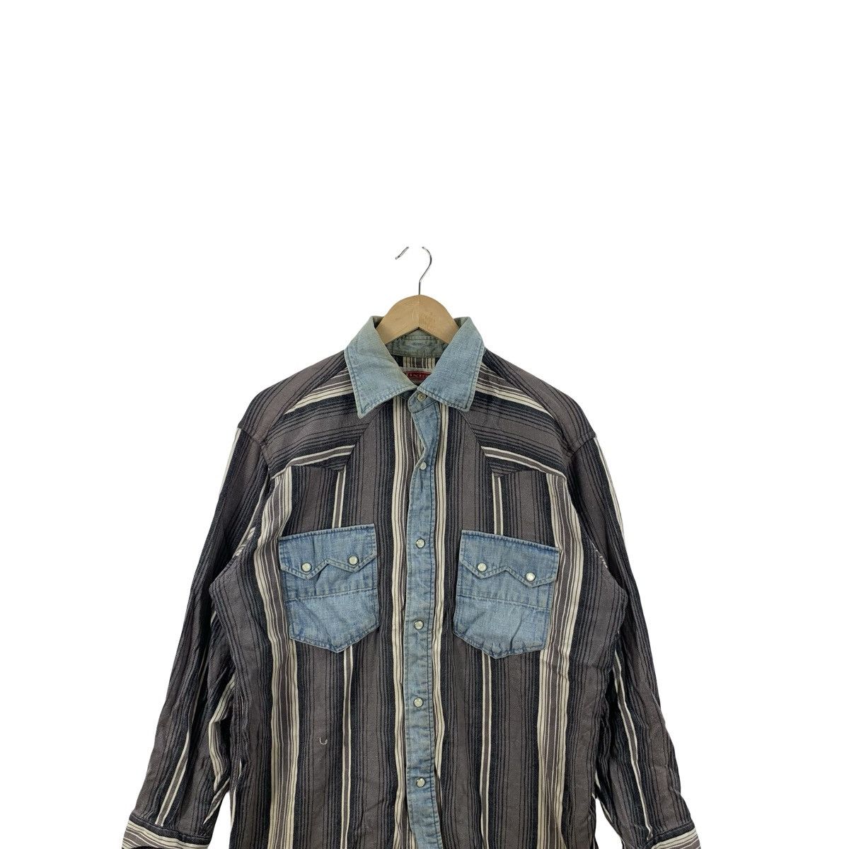 Vintage Vintage PANEL TWO-TONE Patchwork Western Style Button-Up Size US L / EU 52-54 / 3 - 2 Thumbnail