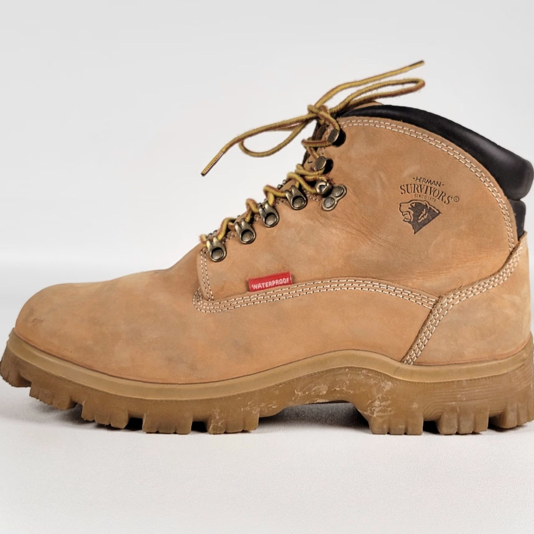 Vintage Herman Survivors Breaker Tan Waterproof Steel Toe Work Boots Men's Size 12M Size US 12 / EU 45 - 7 Thumbnail