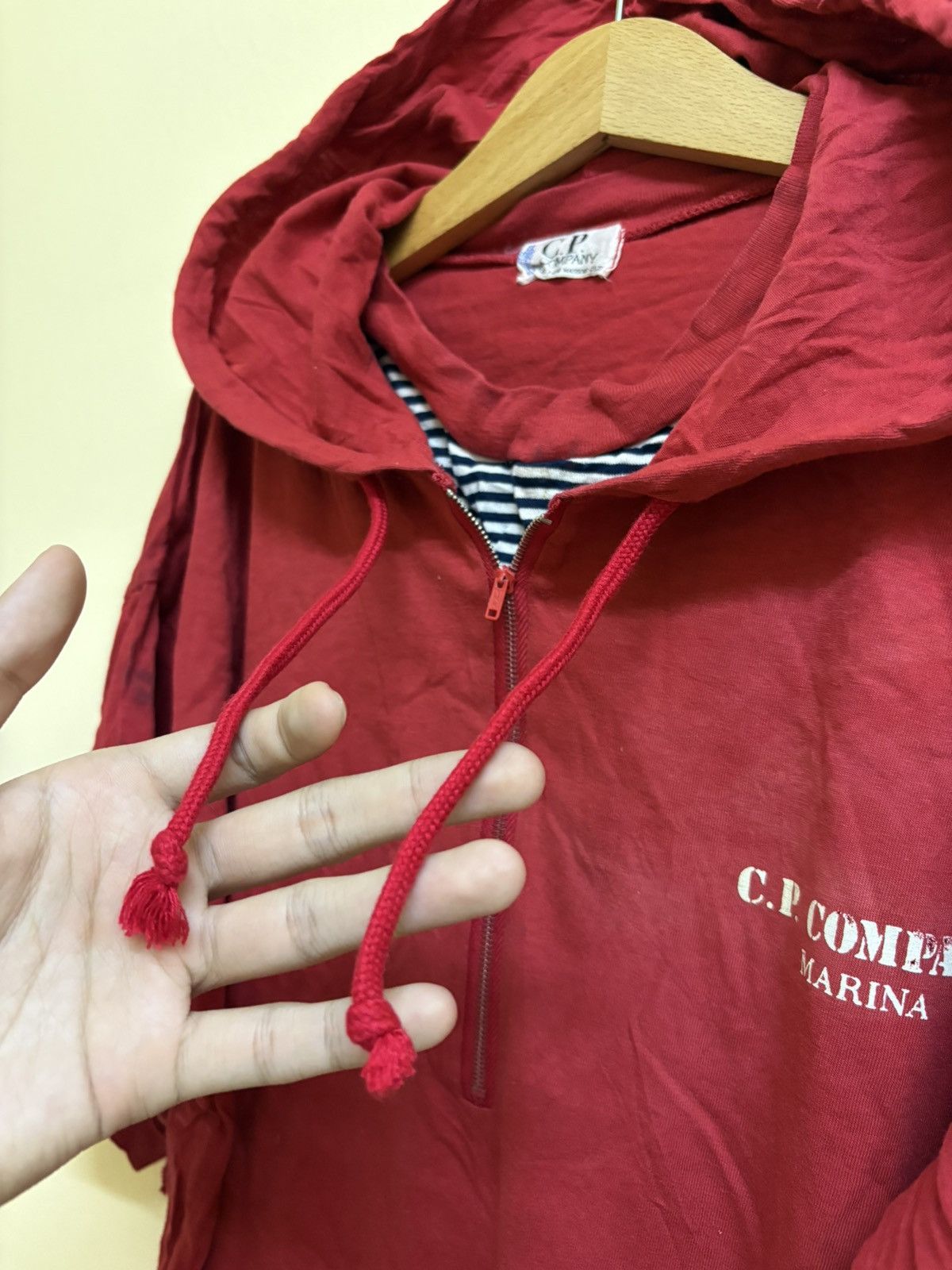 C.P. Company × Vintage Vintage 80s CP Company Marina Hooded Tee Distressed Trashed Size US M / EU 48-50 / 2 - 6 Thumbnail