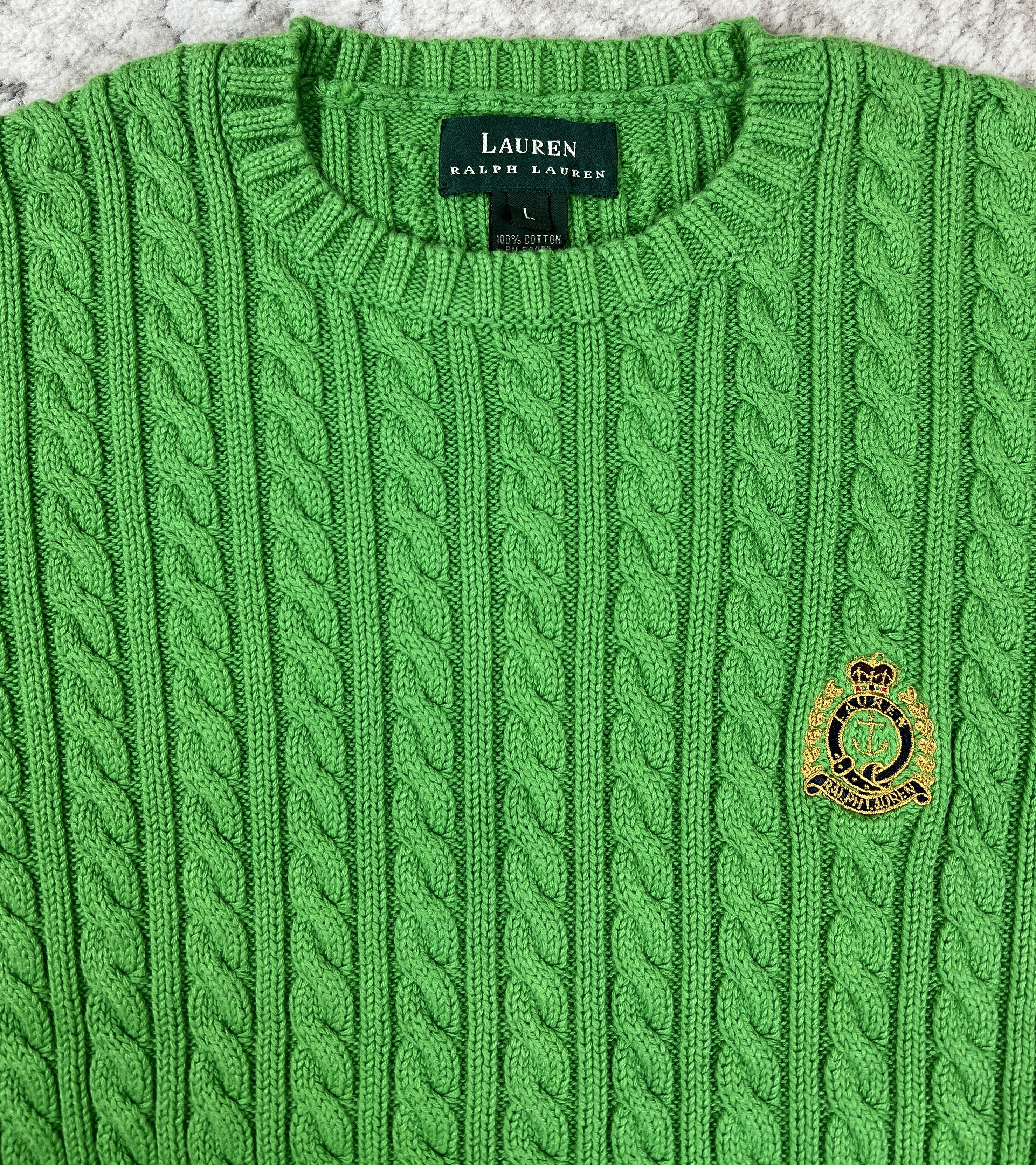 Lauren Ralph Lauren Vtg Lauren Ralph Lauren Cable Knit Sweater Jumper Crest Size L / US 10 / IT 46 - 4 Thumbnail