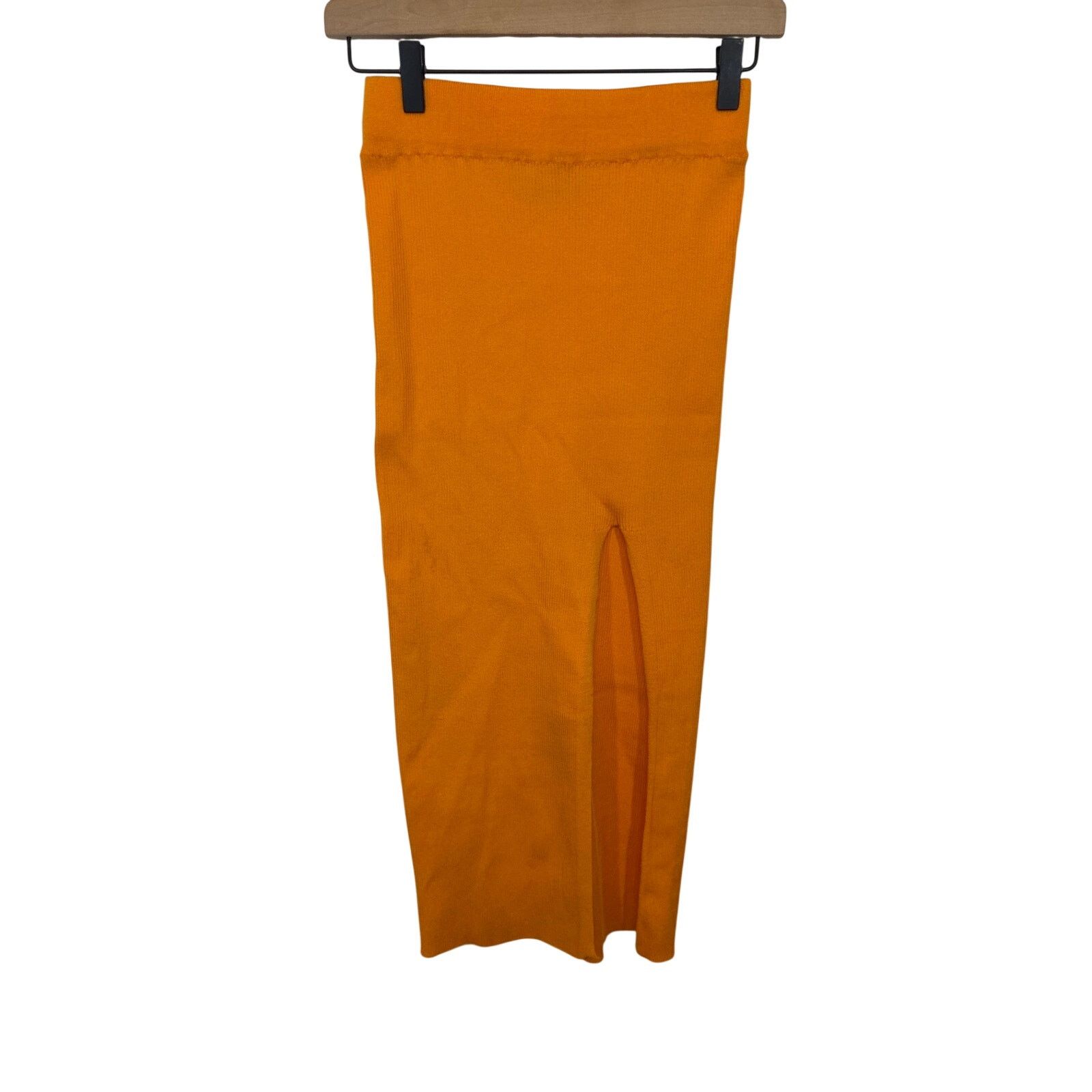 Cider Cider Ribbed Midi Skirt Mustard Yellow Side Slit S Coastal Size 24" / US 00 / IT 34 - 2 Thumbnail