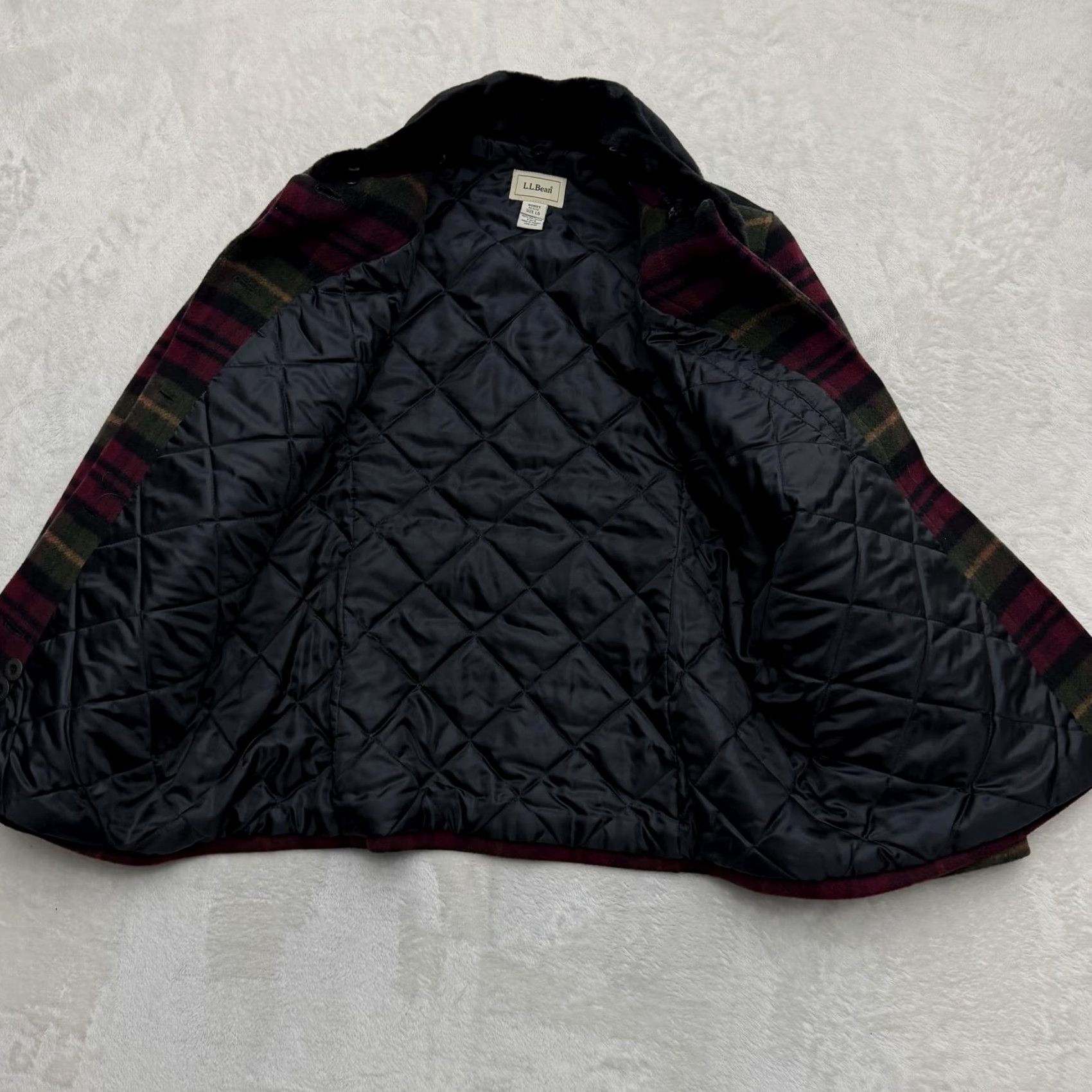Vintage VINTAGE LL Bean Coat Jacket Womens Large Petite Plaid Faux Fur Collar Quilted Lined Size L / US 10 / IT 46 - 7 Thumbnail