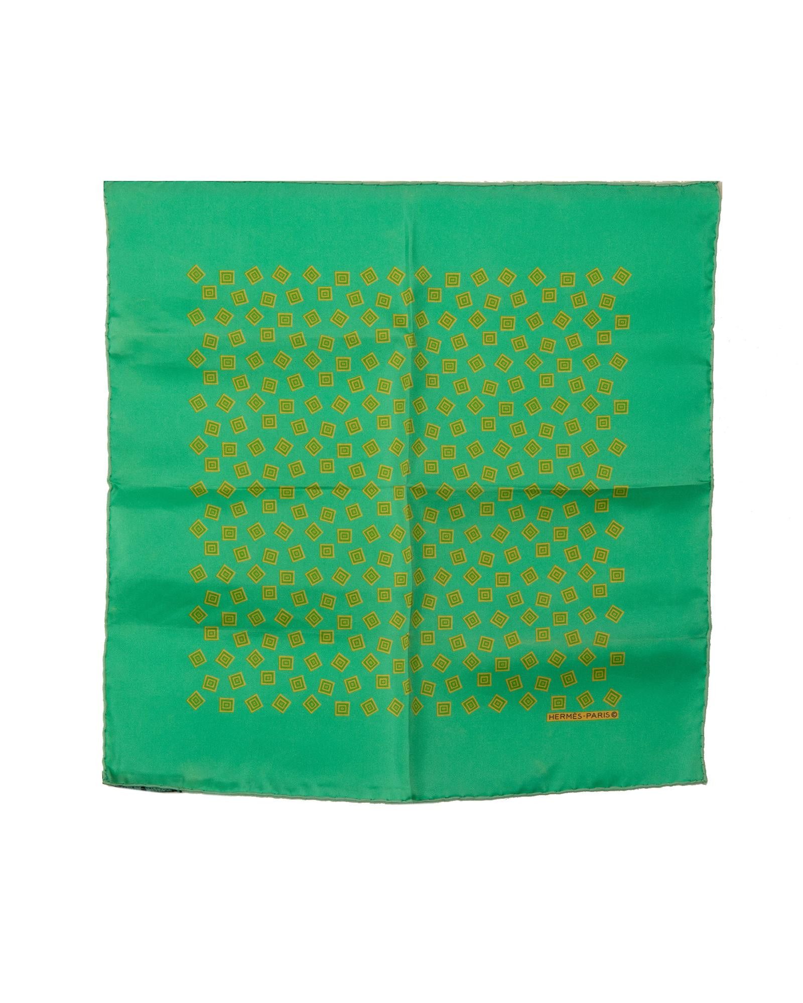 image of Hermes Silk Print Scarf in Green, Women's