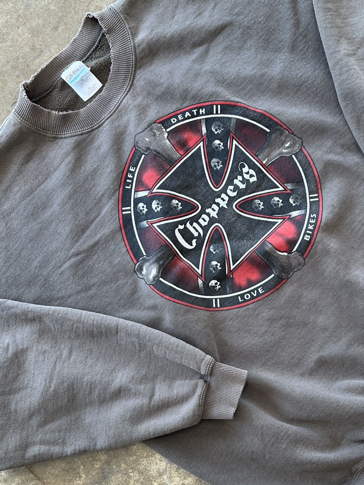 West Coast Choppers Vintage 2000s Choppers Motorcycle Skull Cross Crewneck XL Size US XL / EU 56 / 4 - 1 Thumbnail
