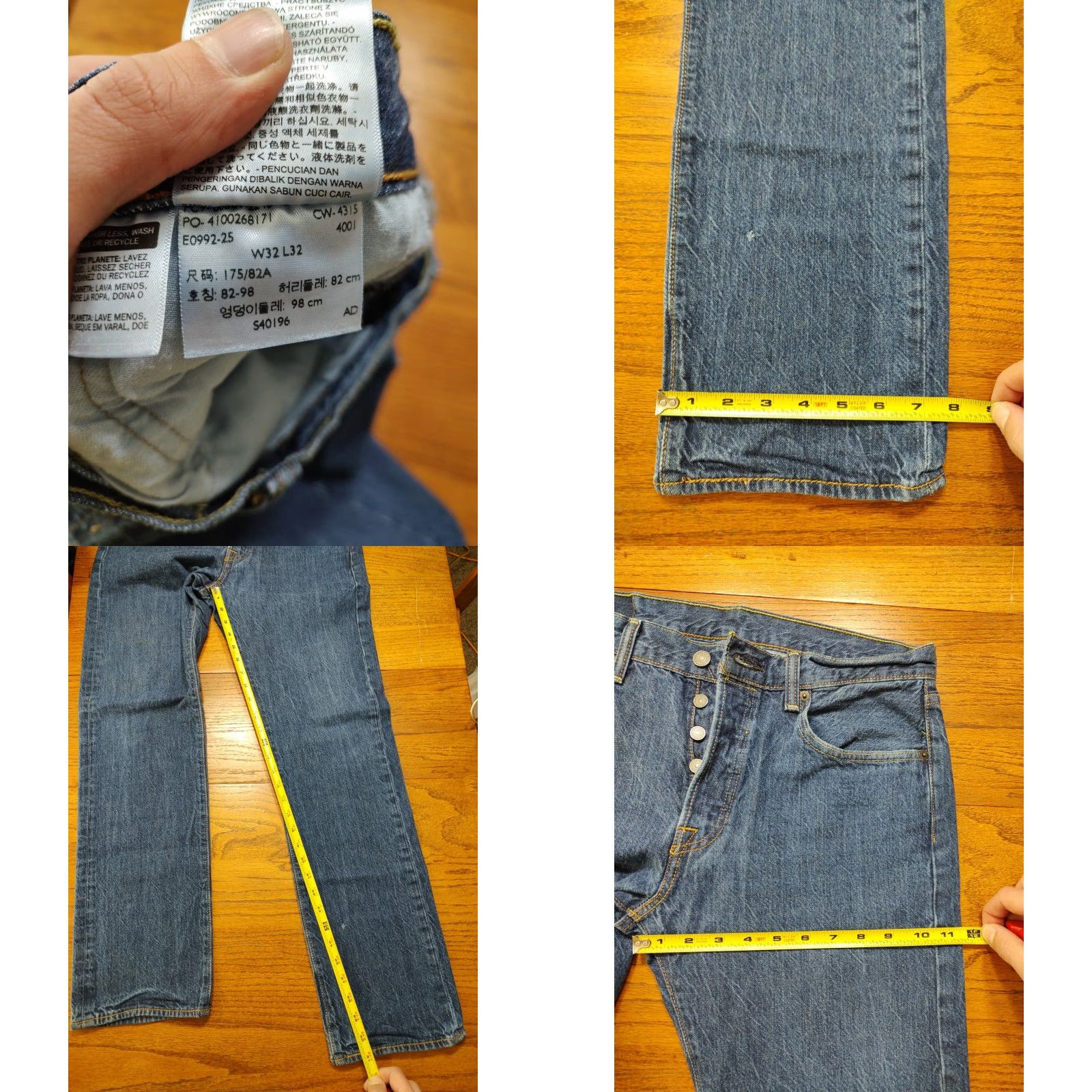 Levi's Levi's 501 Jeans Straight 32x31 Button Fly Blue Denim Western Cowboy Men's Regular Jeans Size US 32 / EU 48 - 8 Thumbnail